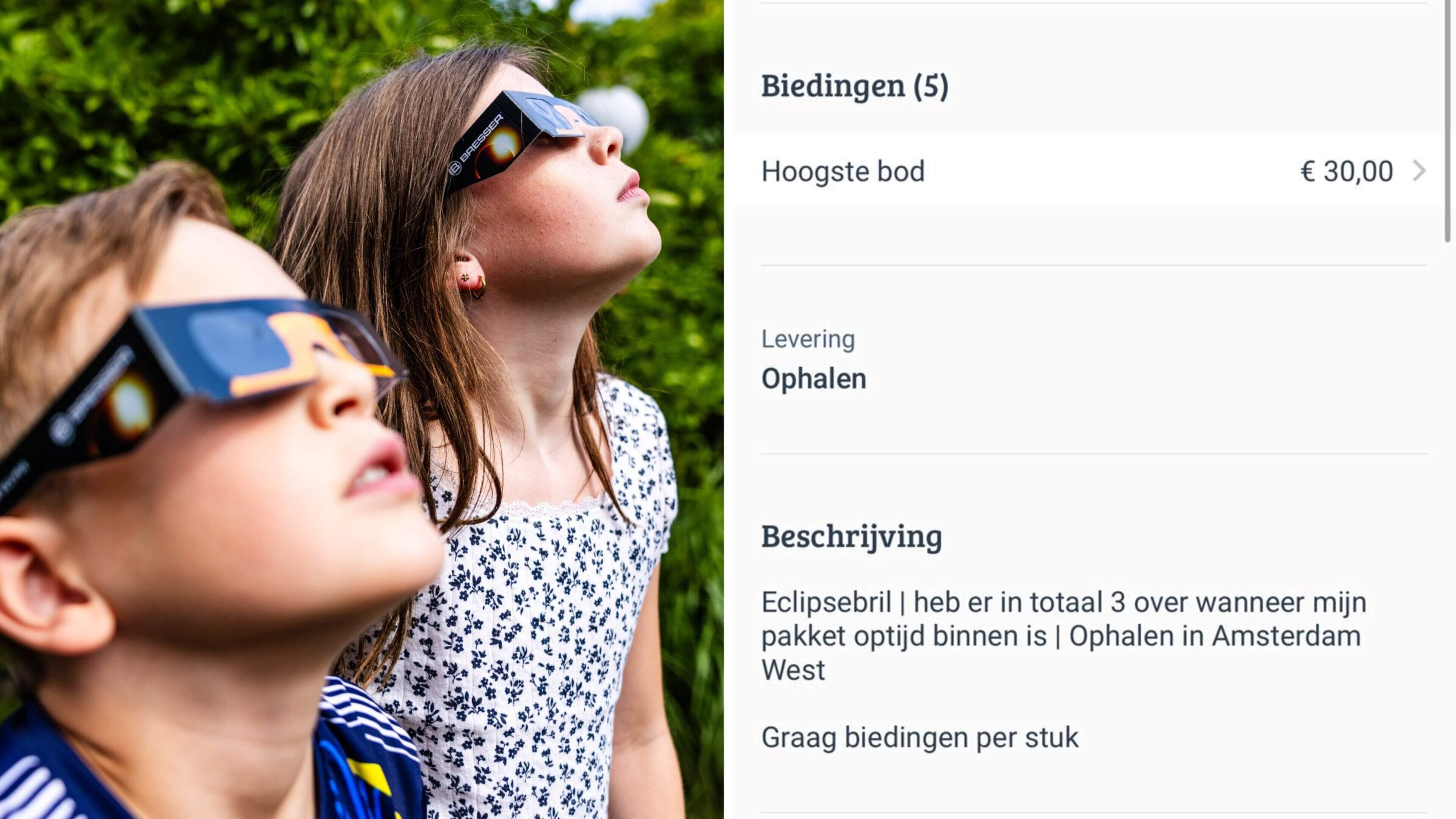 Spotgoedkope eclipsbrillen voor tientallen euro’s aangeboden: ’Ik heb er drie over, als mijn pakket op tijd binnen is’