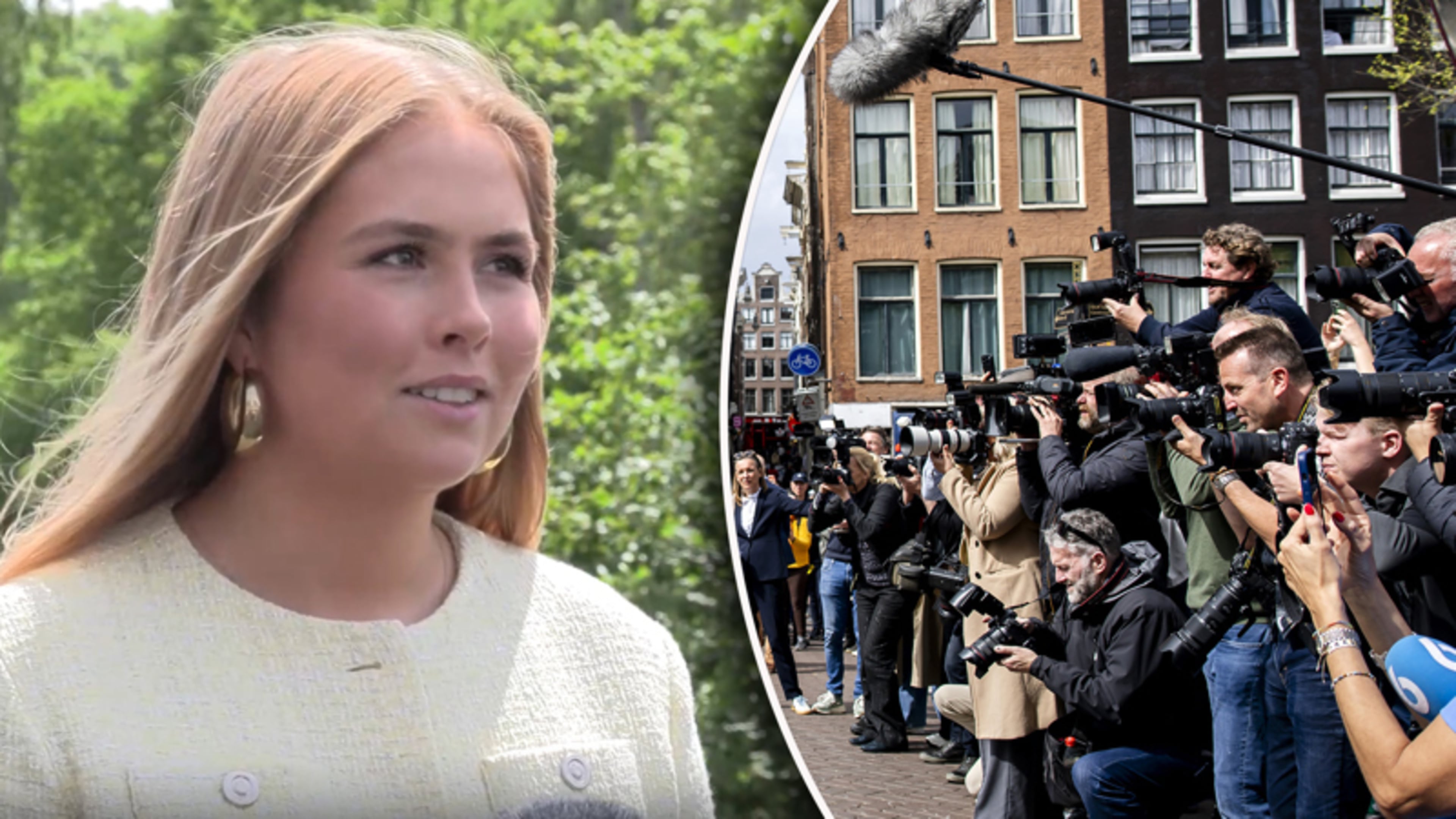 Prinses Amalia over ’muur van pers’ tijdens bezoek Amsterdam: ’Behoorlijk intimiderend’