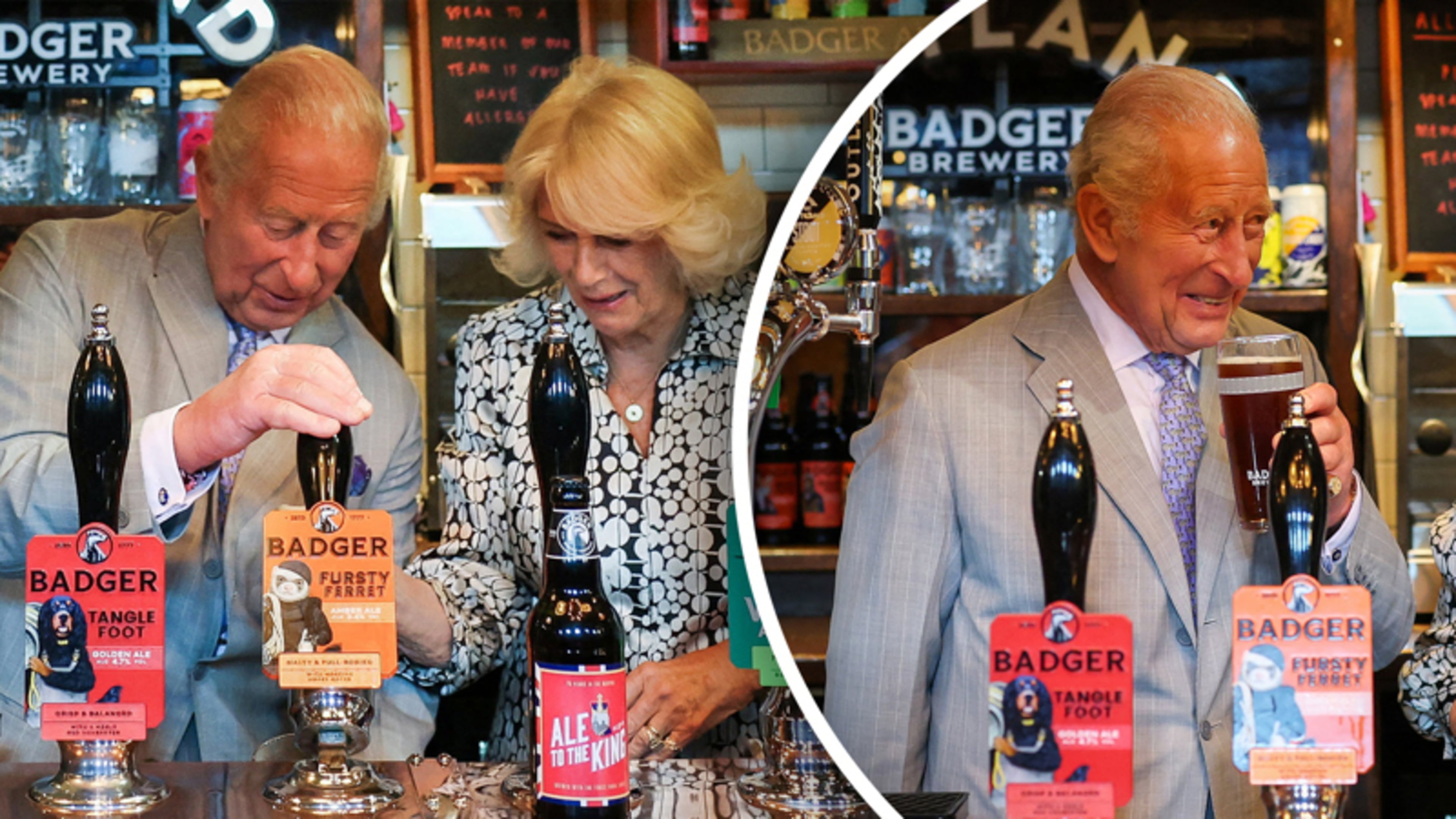 Koning Charles tapt biertje om zorgen over verloren WK weg te drinken