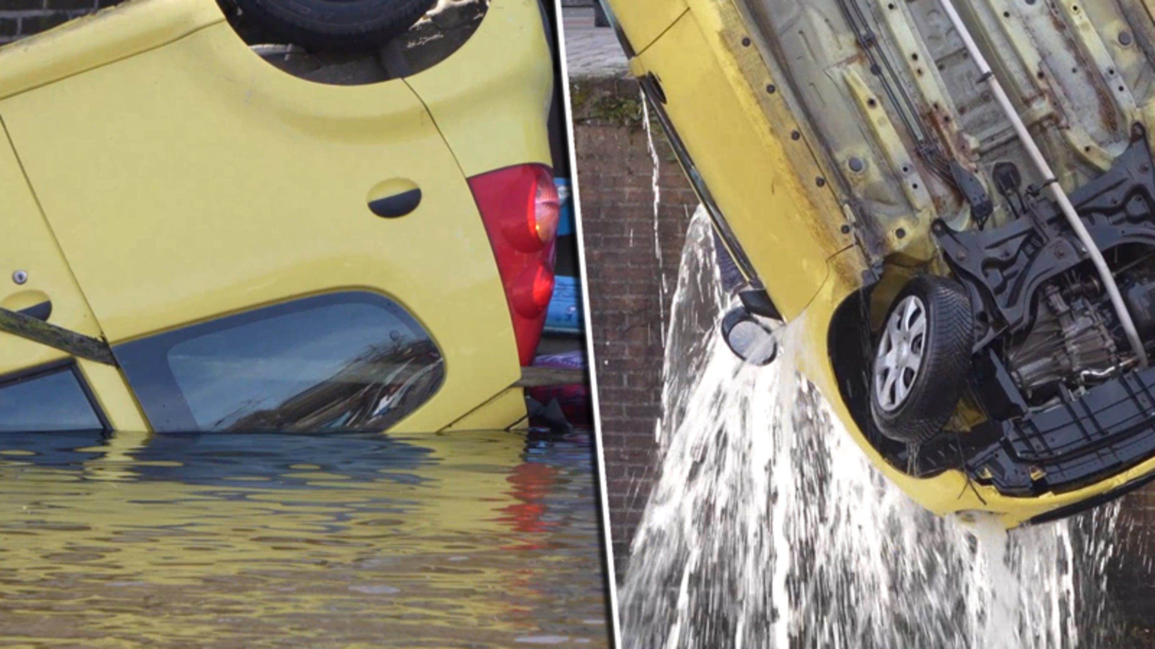 Auto belandt in gracht na aanrijding in Groningen