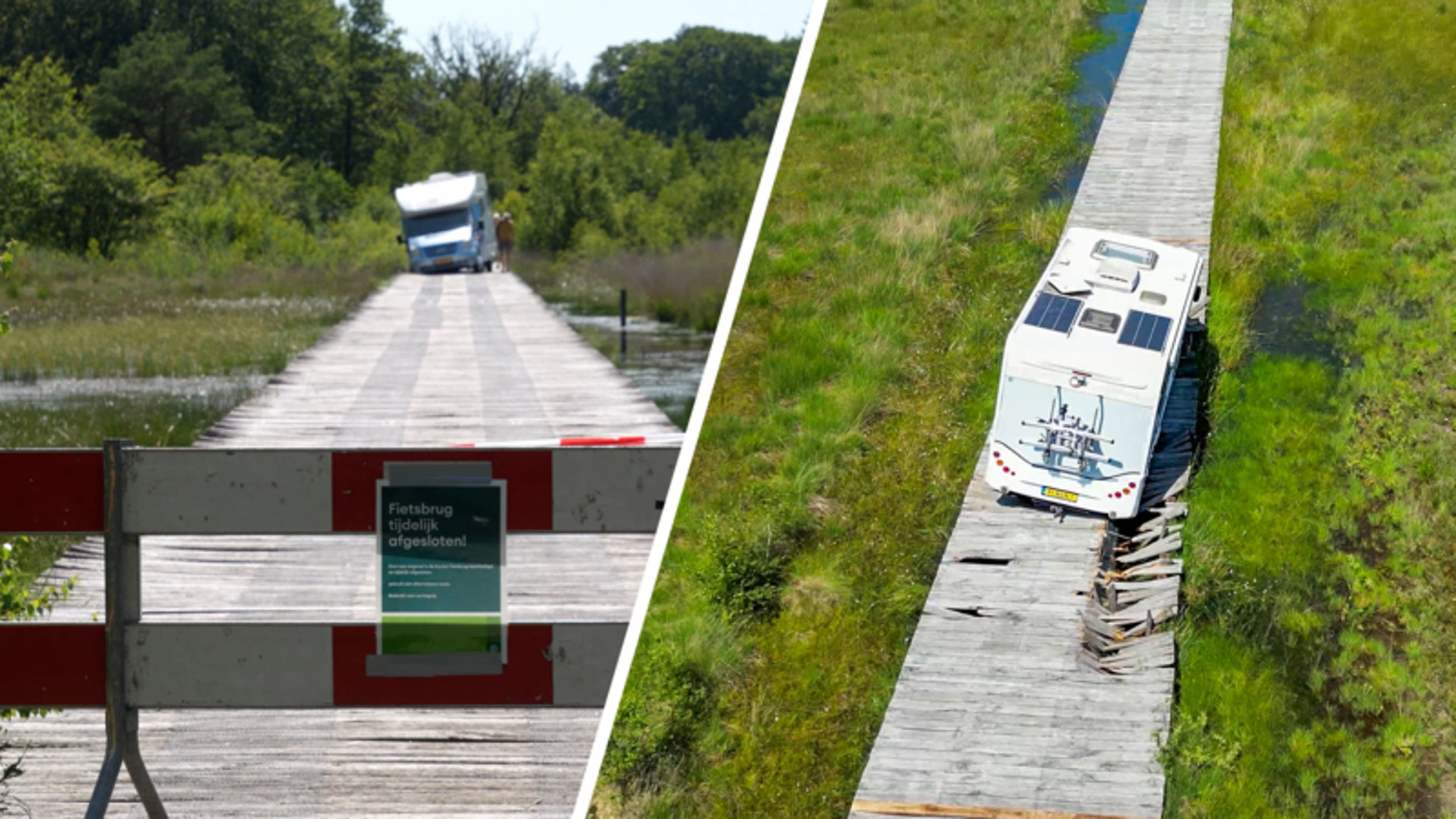 Camper staat voorlopig vast in natuurgebied Drenthe: vlonderpad afgesloten