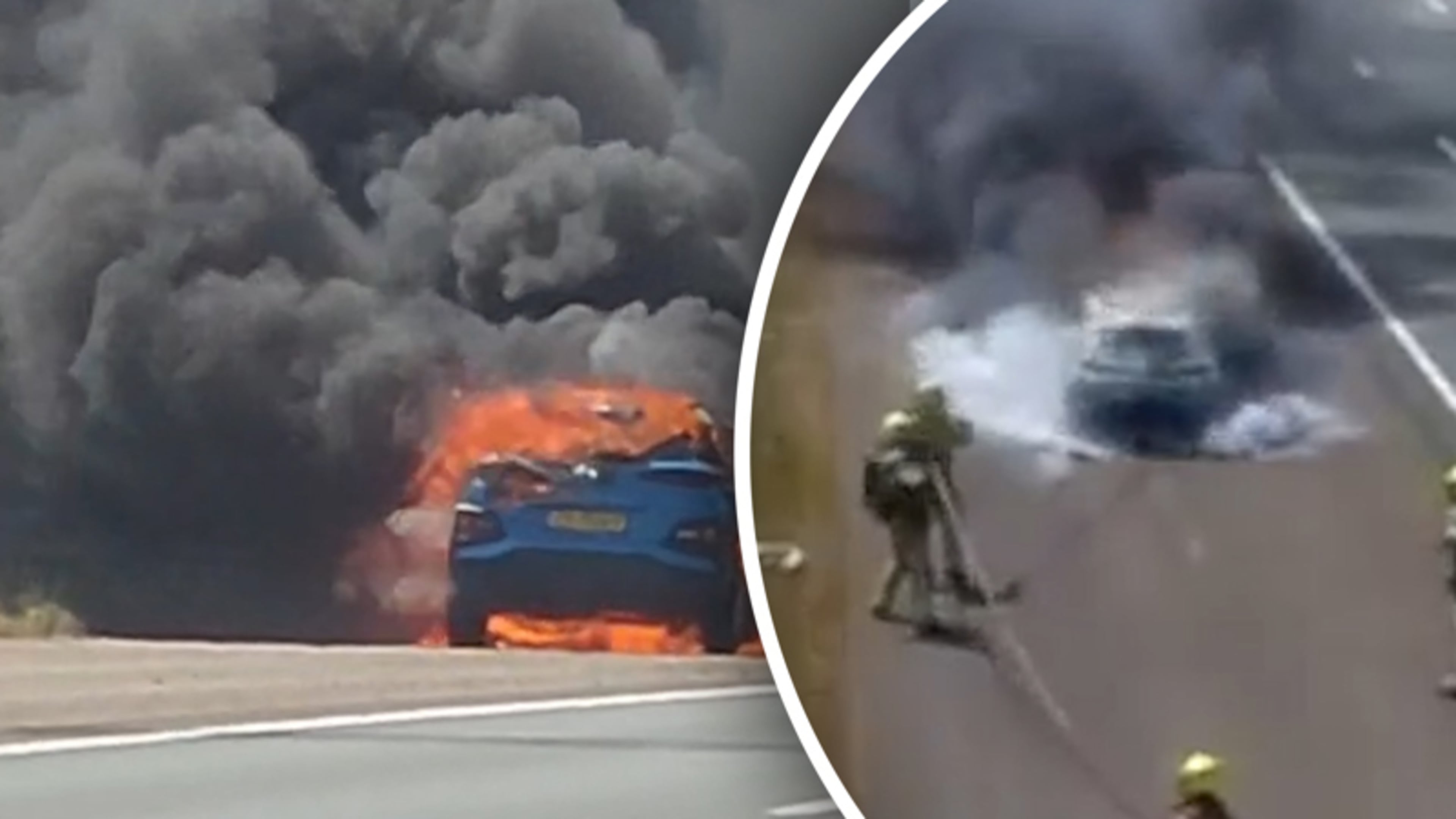 Beelden: enorme autobrand op A4 zorgt voor grote vertraging
