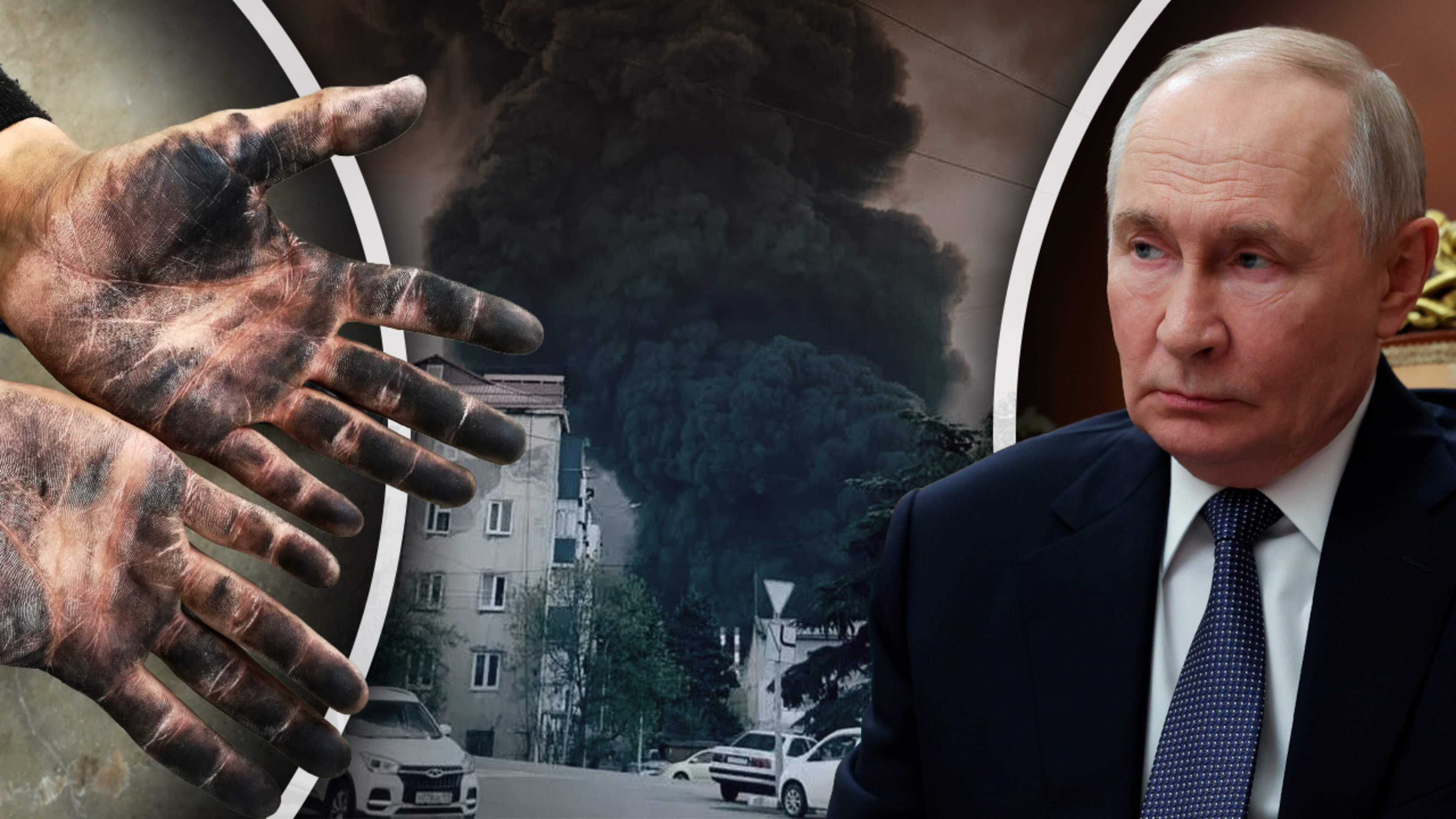 Dagenlange brand na Oekraïense aanval die Russische stad zwart kleurt, doet burgers openlijk twijfelen aan Poetin