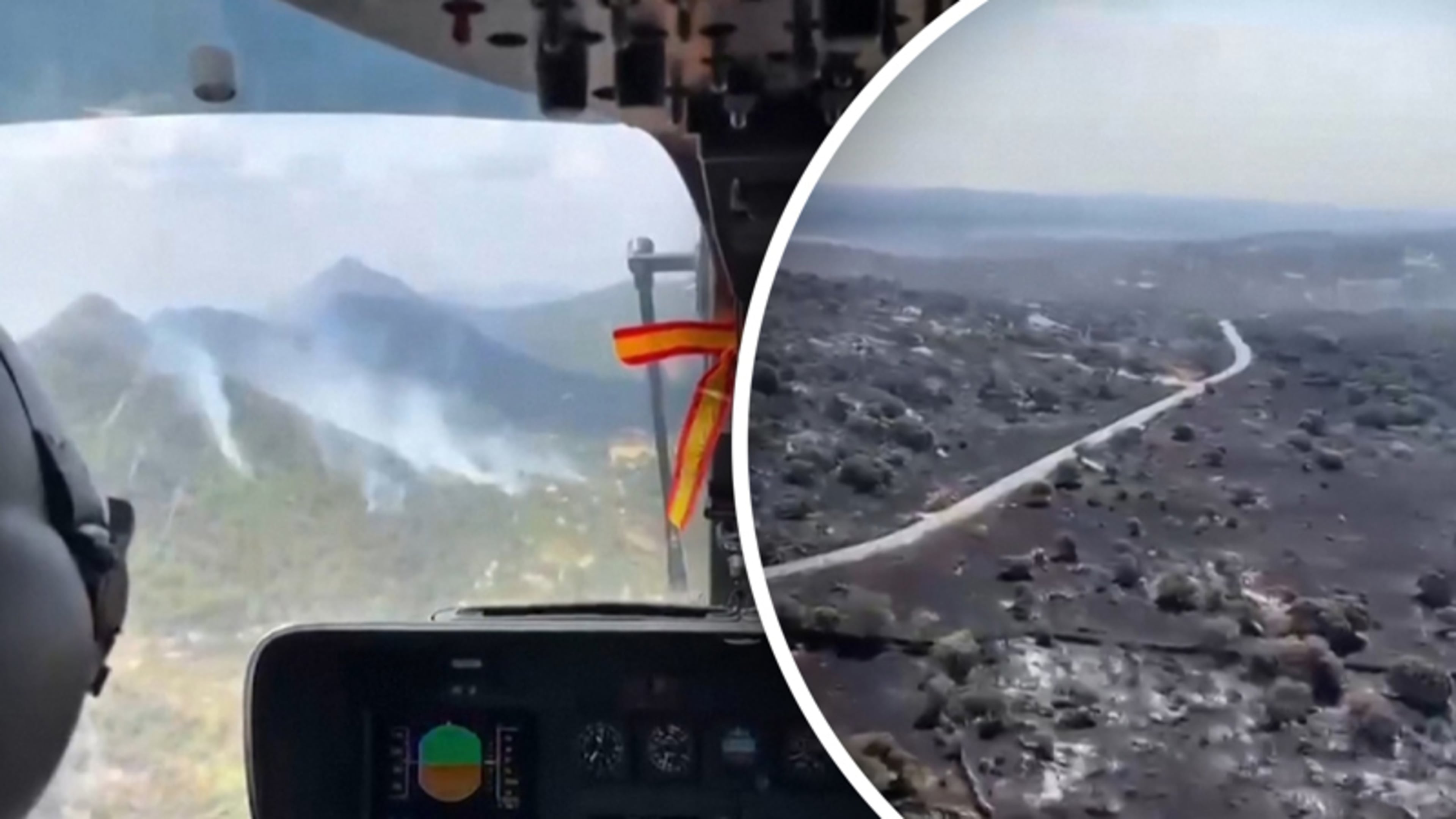 Luchtbeelden tonen zwartgeblakerde stukken grond in Spanje na bosbranden