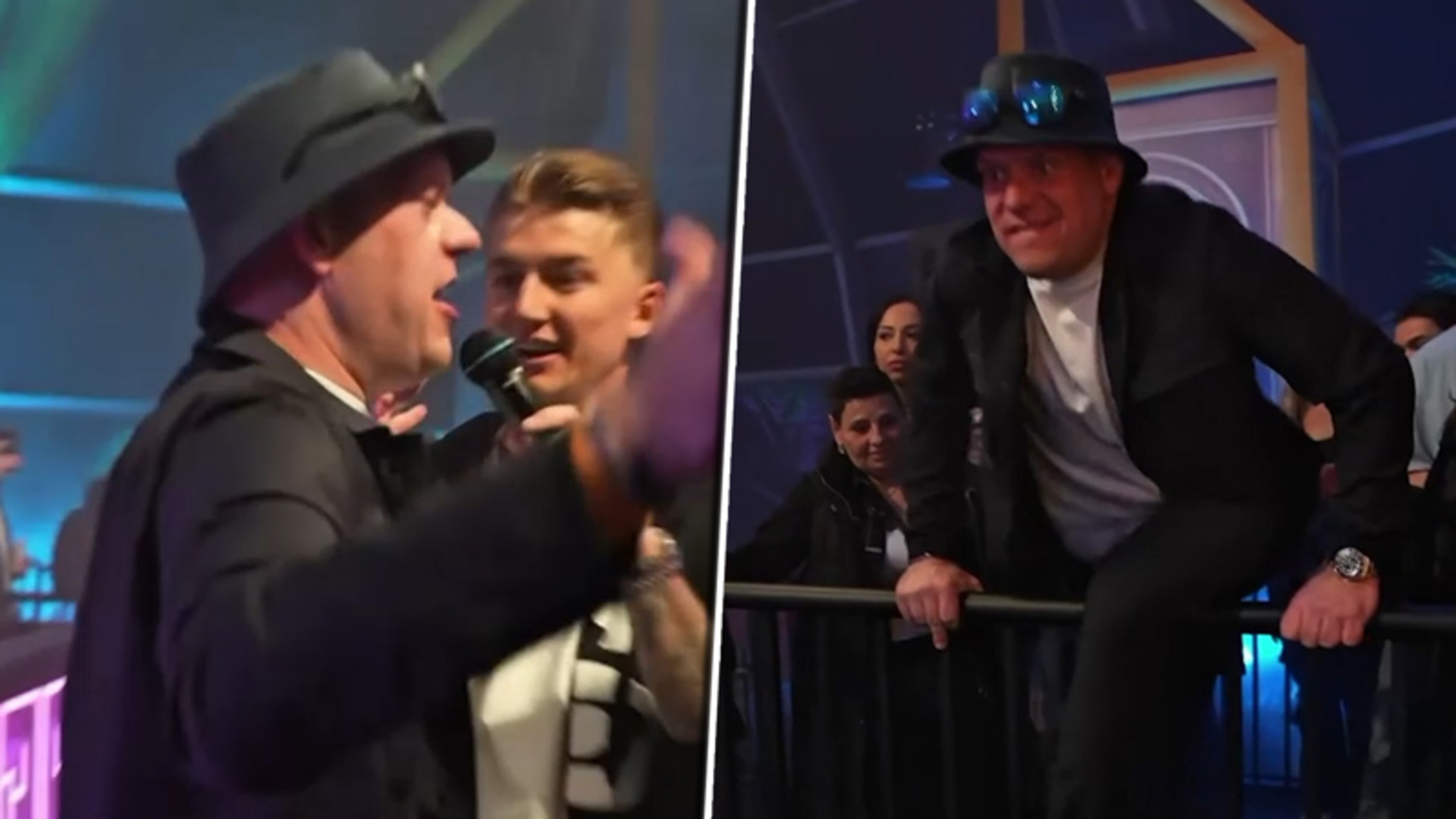 Michael van Gerwen grijpt microfoon tijdens optreden Mart Hoogkamer