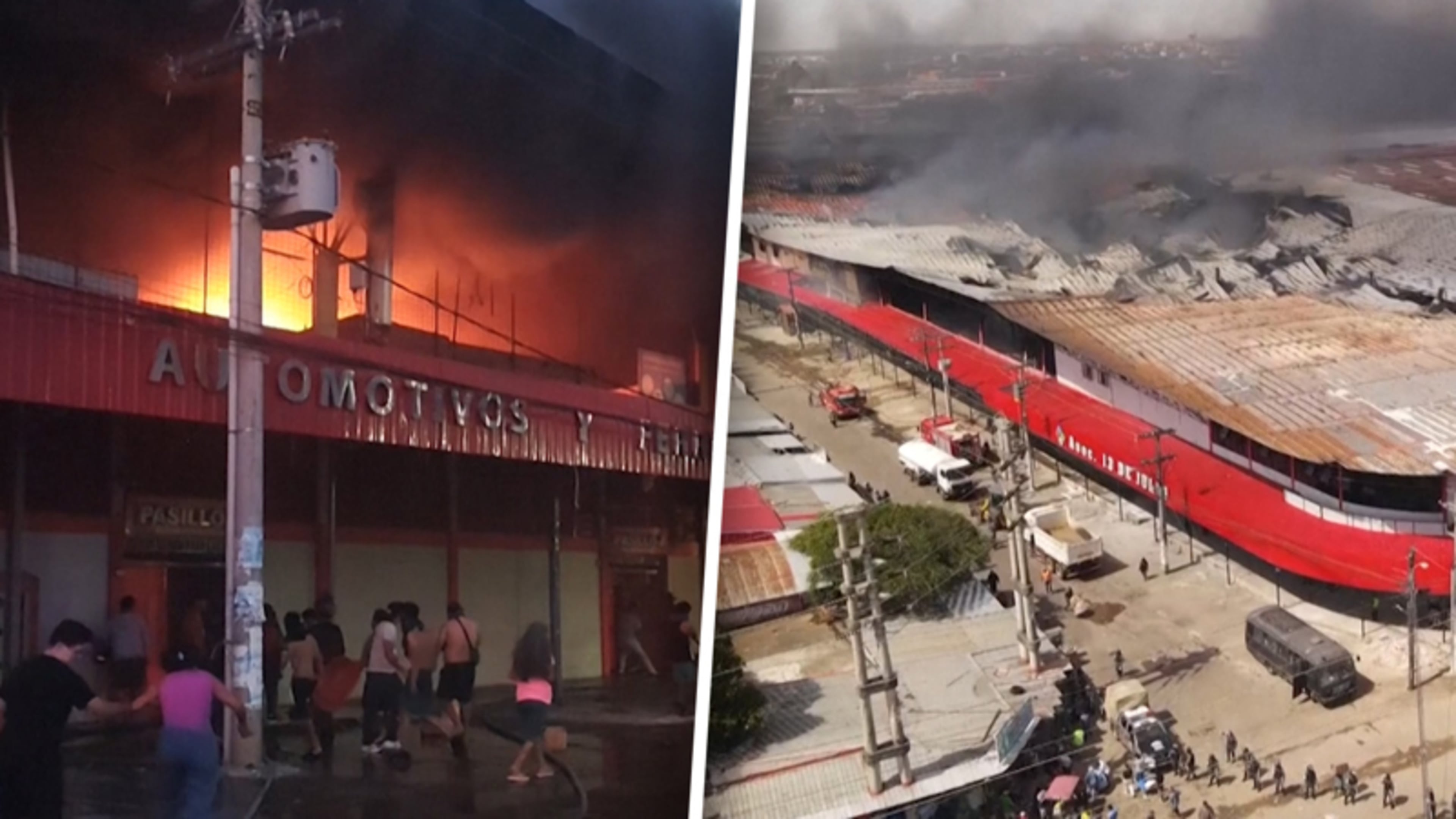 Heftige beelden: brand op markt Bolivia gefilmd