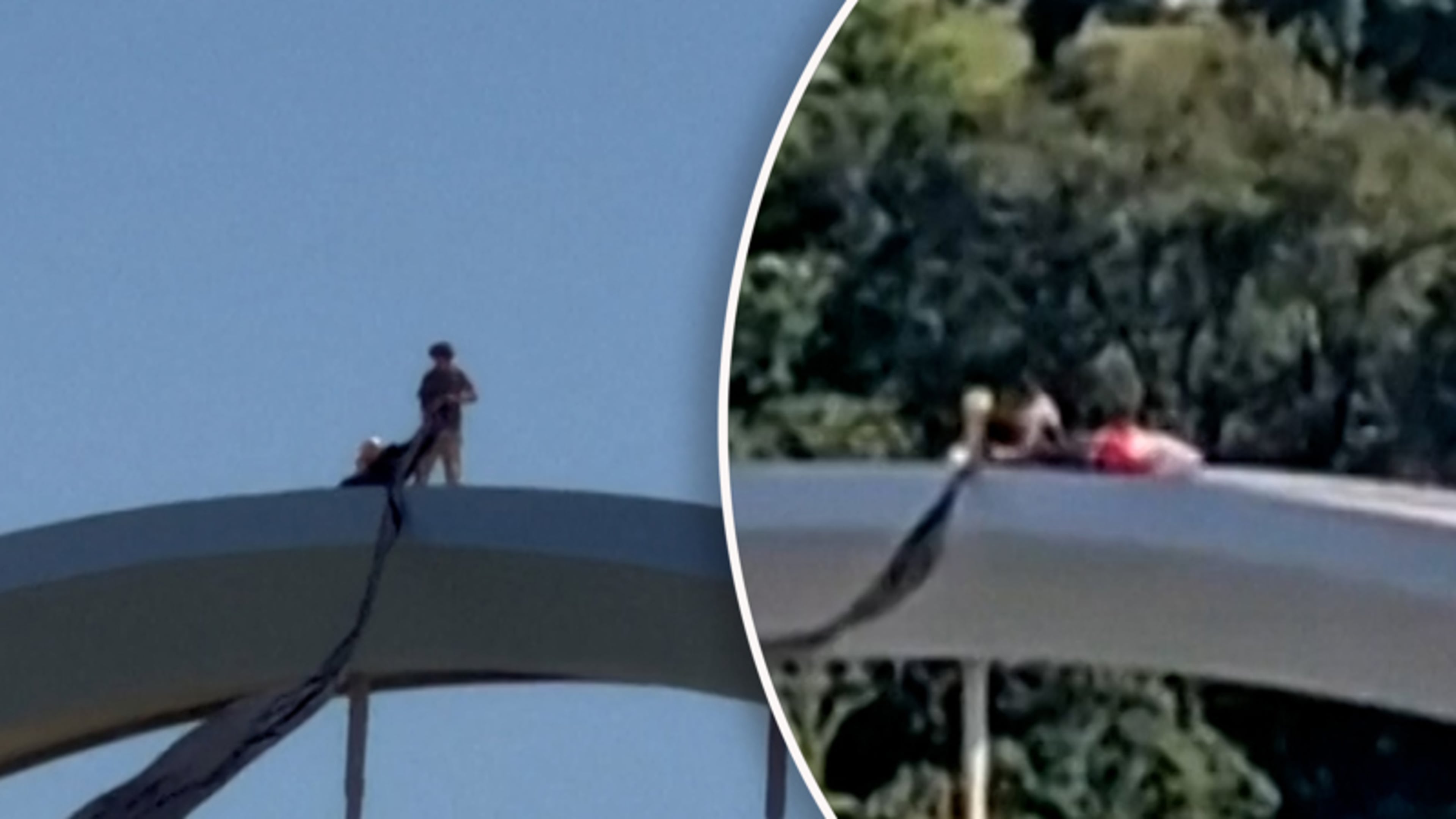 Demonstrant haalt extreem gevaarlijke actie uit op brug Washington