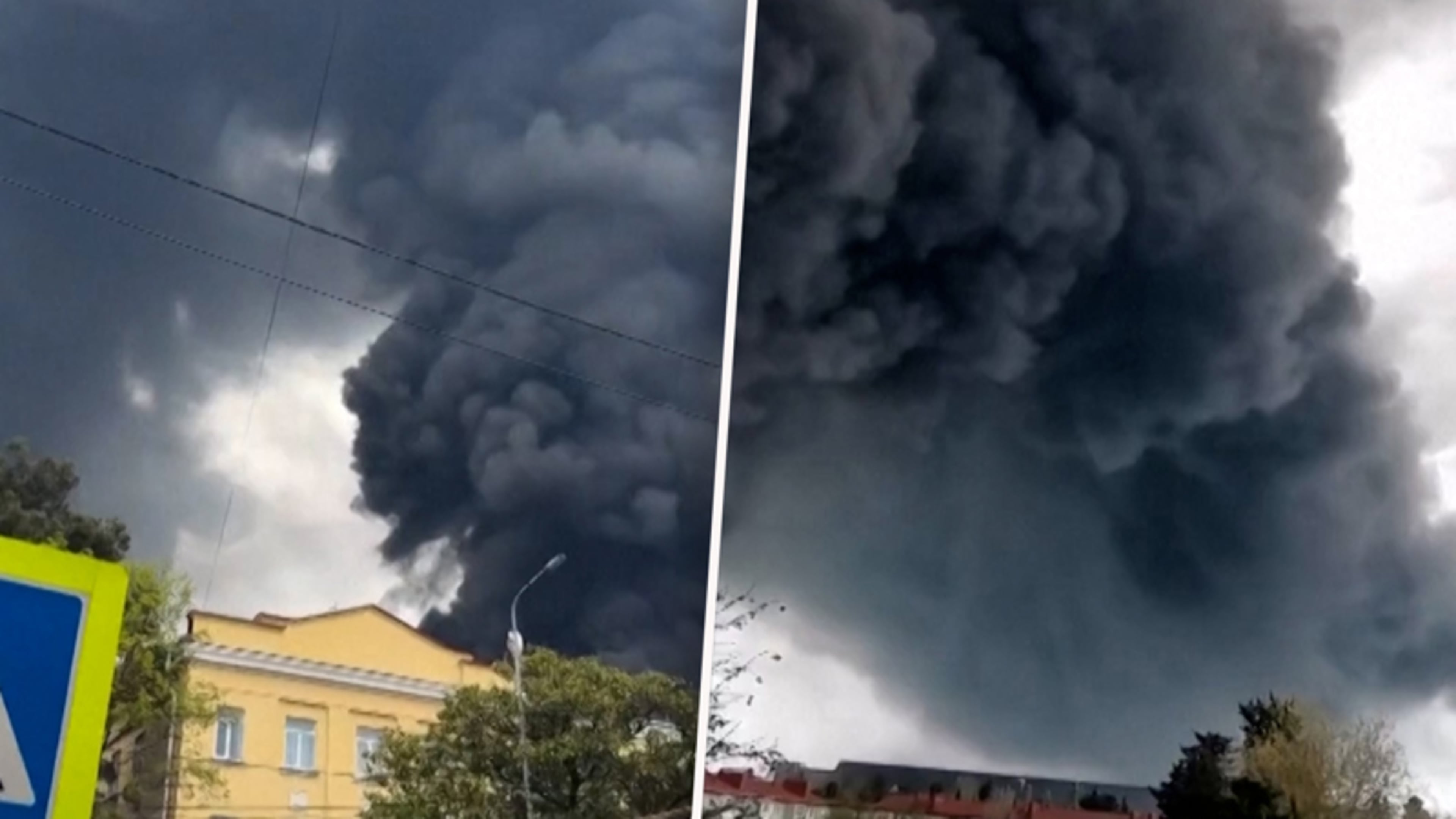 Gigantische rookwolk na Oekraïense droneaanval op Russische havenstad