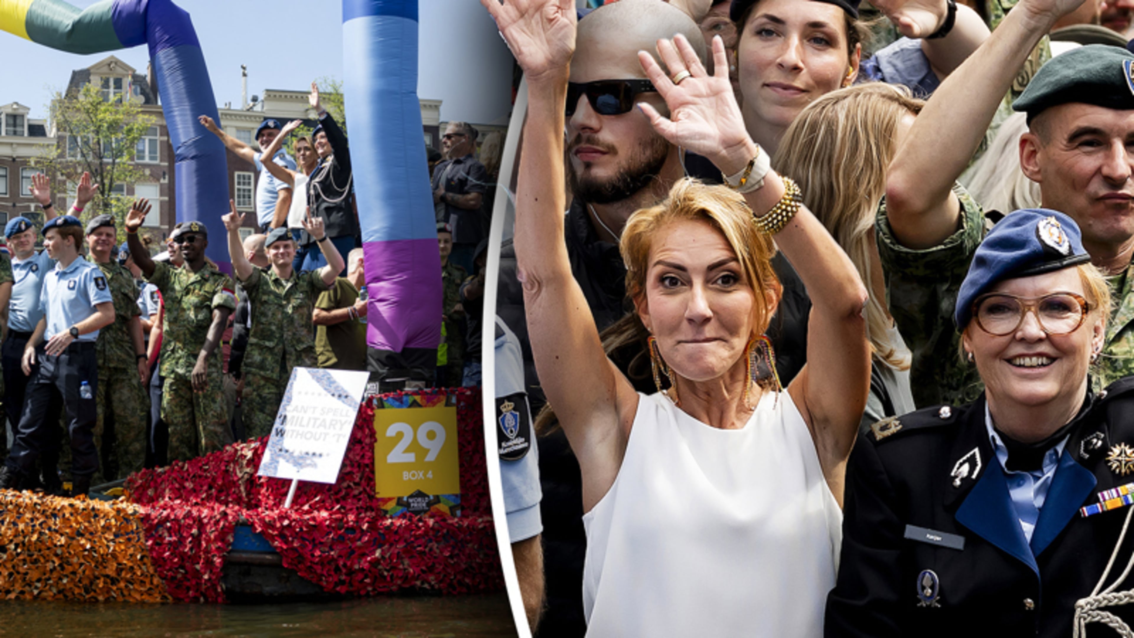 Dilan Yeşilgöz leeft zich uit op boot tijdens de canal pride