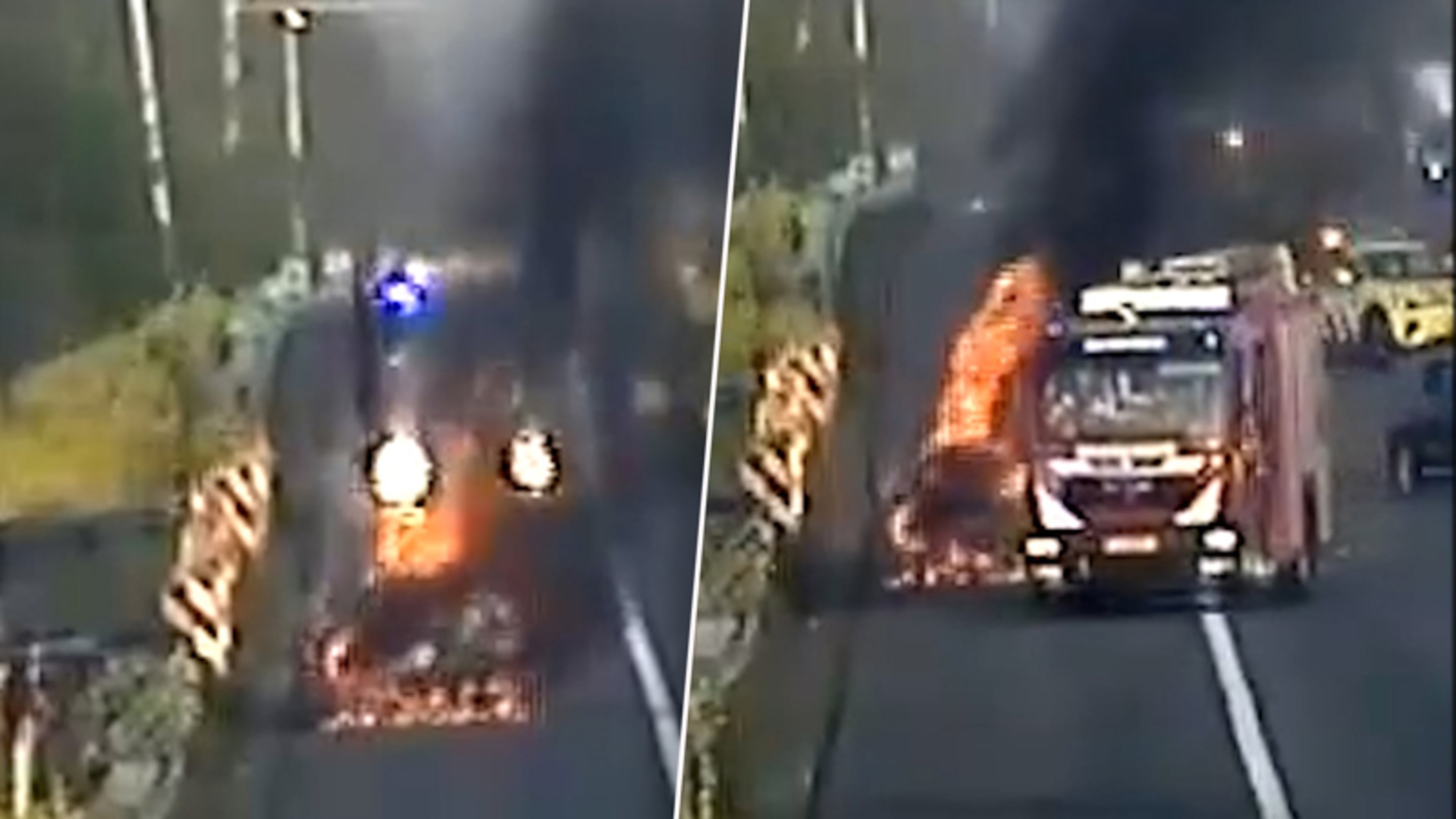 Grote autobrand op de A12: drie rijstroken dicht