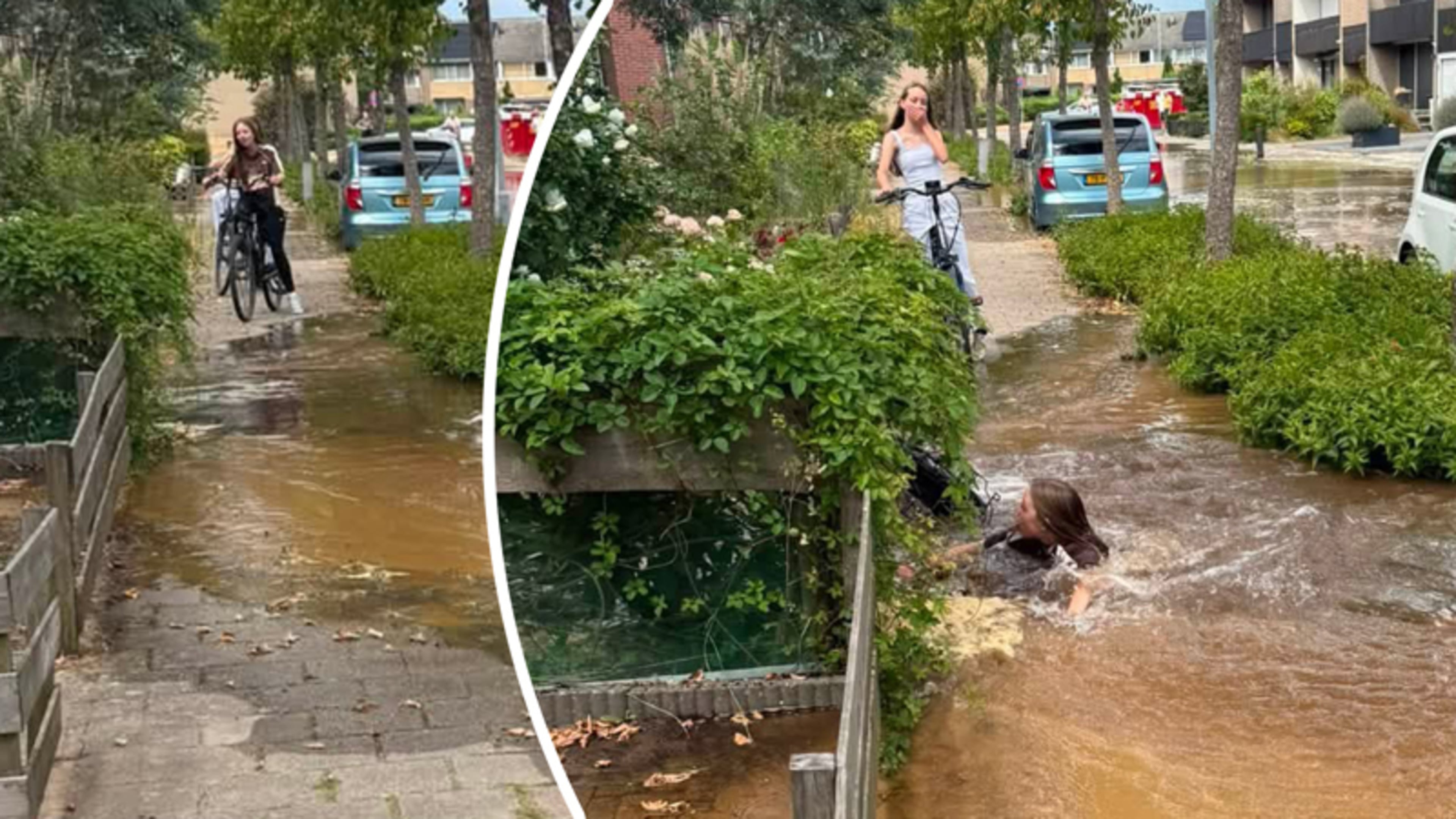 Bizar beeld: meisje gaat bijna kopje onder in diepe sinkhole in ’s-Heerenberg