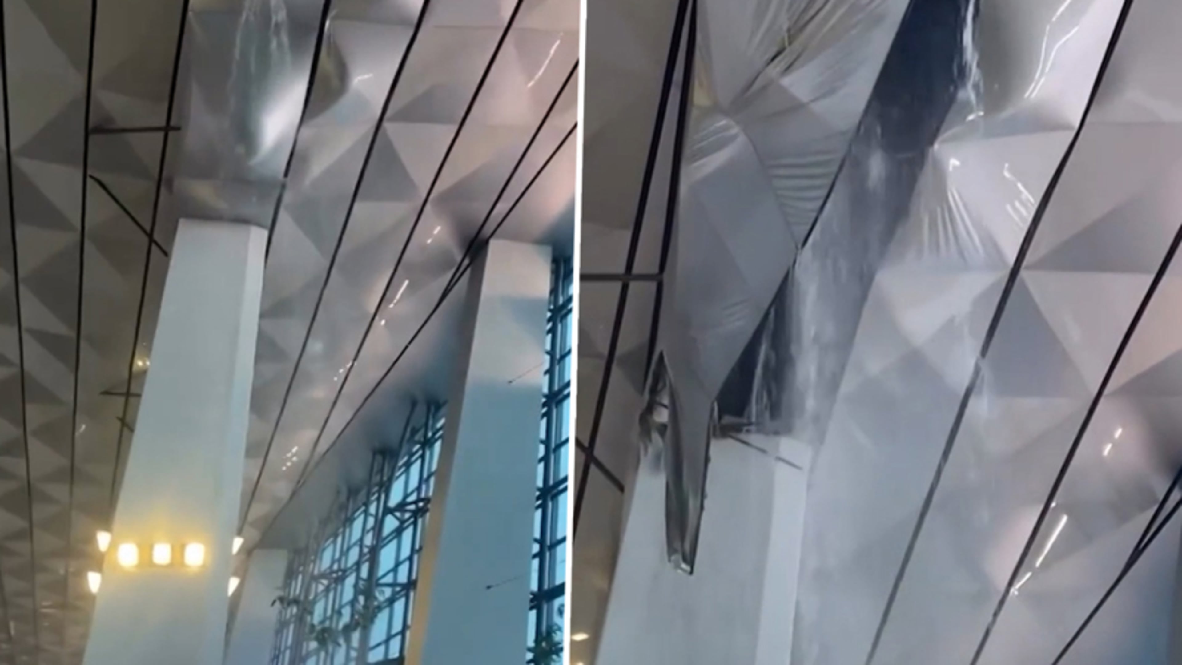 Dak stort in op vliegveld Indonesië, flinke hoeveelheid water valt naar binnen