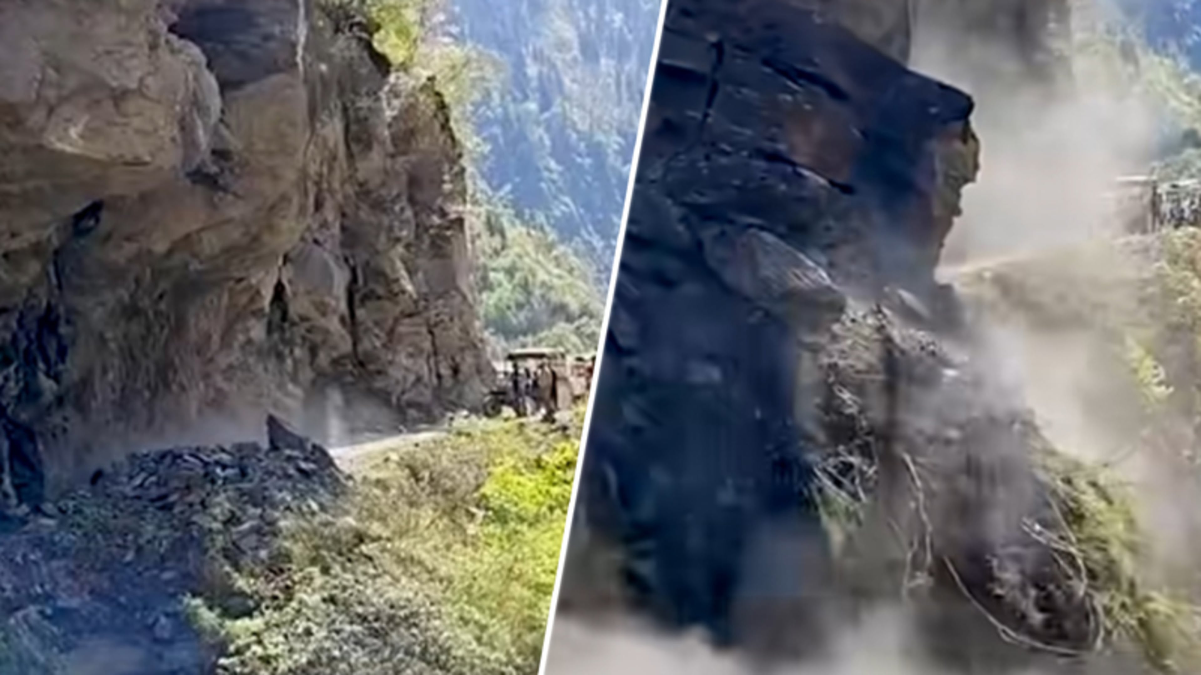 Enorme aardsverschuiving blokkeert weg in India