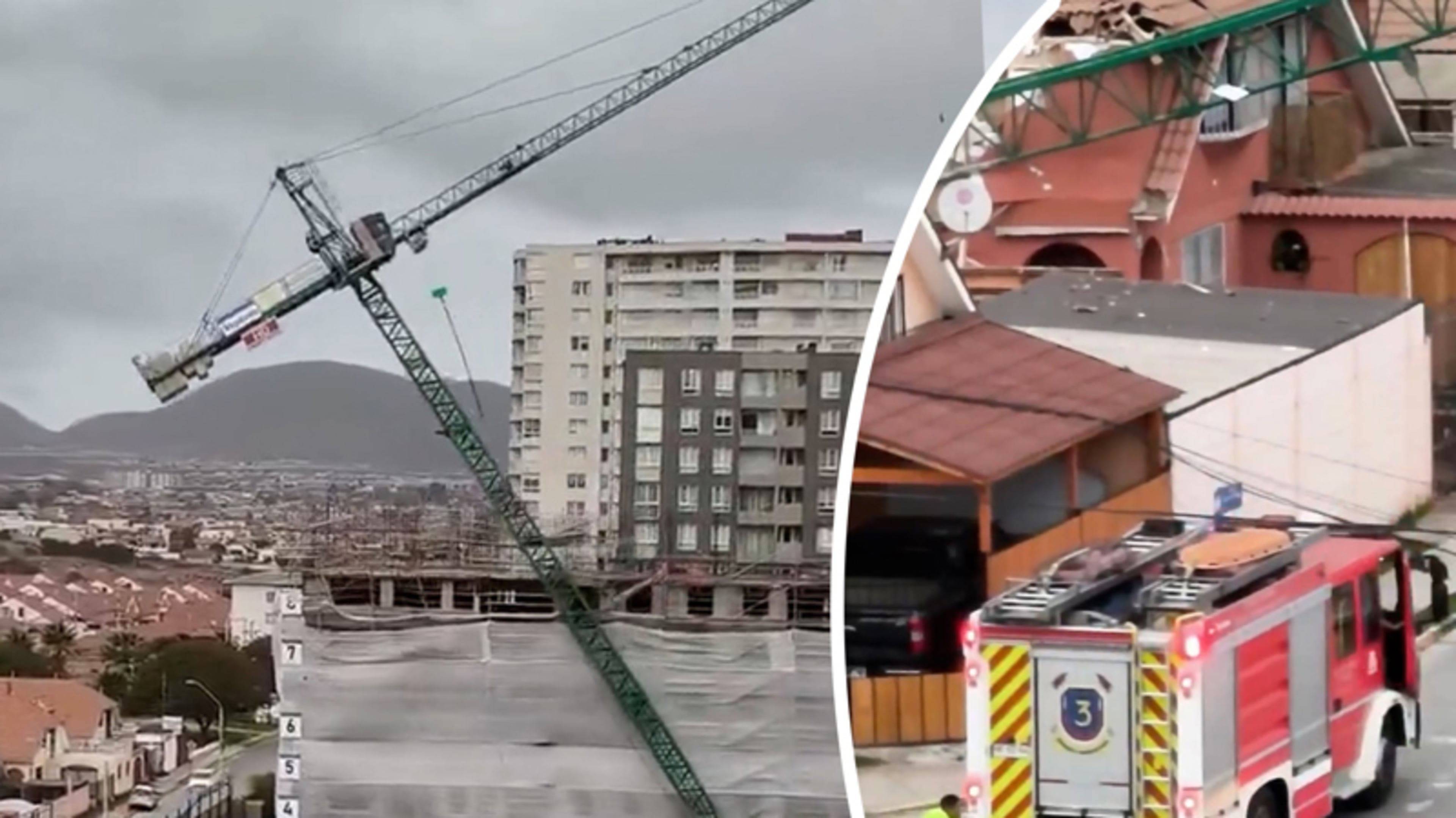 Hijskraan valt om tijdens zware storm in Chili: één gewonde