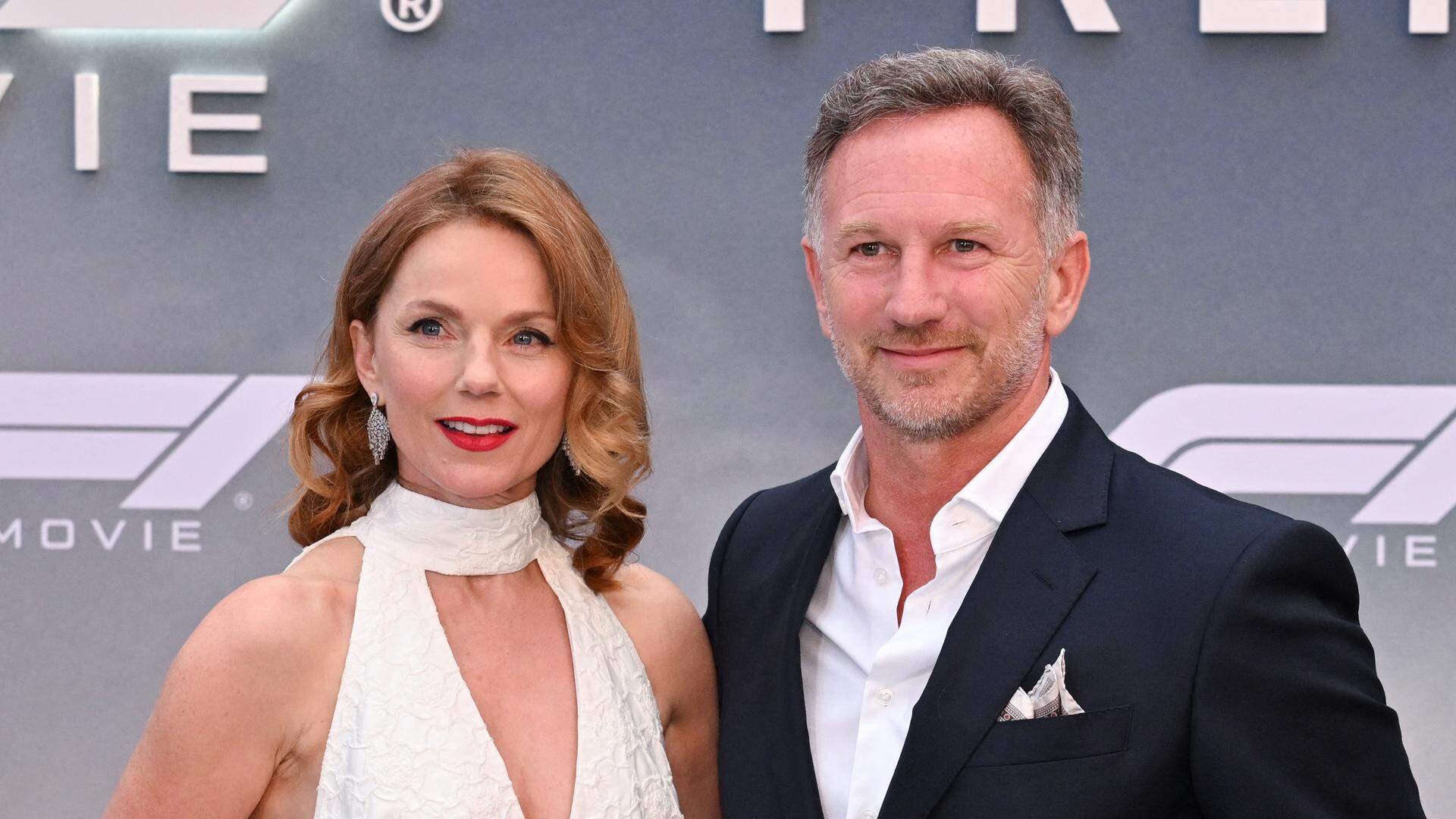 Geri Halliwell en Christian Horner, die eerder deze week door zijn werkgever aan de kant werd geschoven.