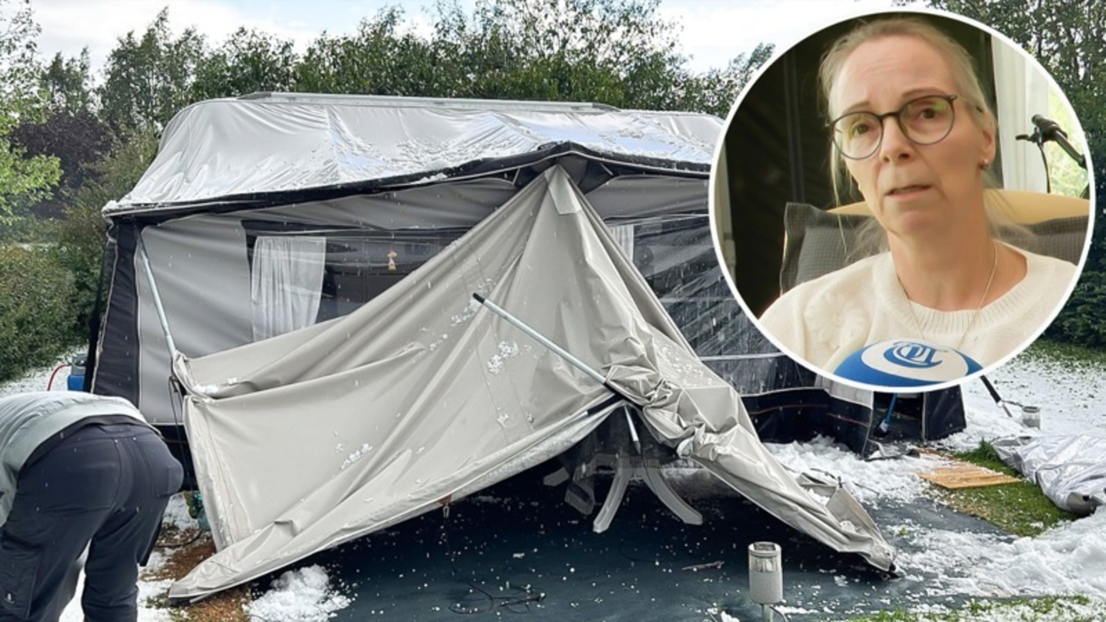 Hagelbui richt ravage aan op camping: 'In dertig jaar nog no