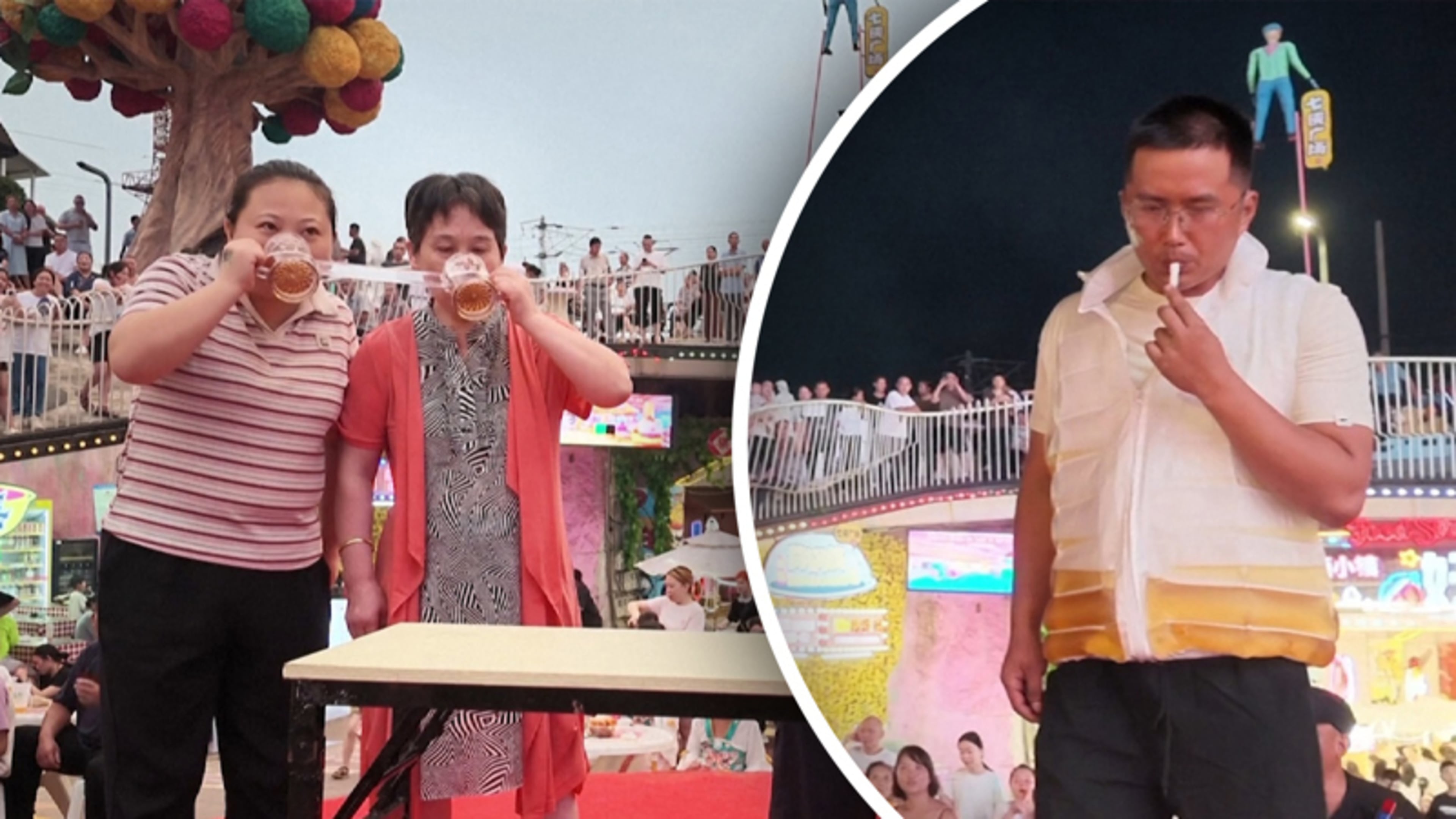 Chinezen drinken bier op meest gekke manieren tijdens bierfestival