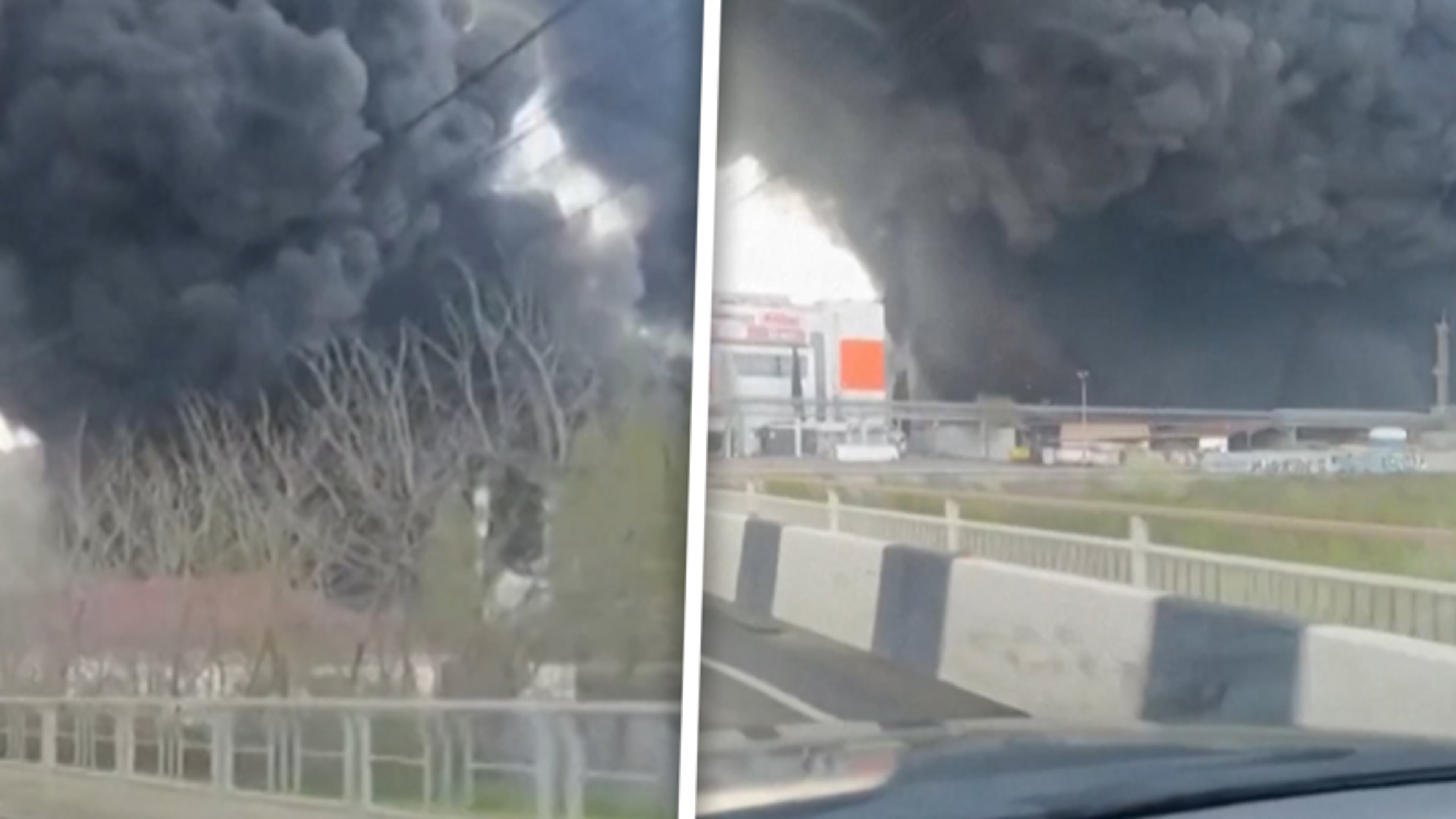 Russische haven in lichterlaaie: zwarte rookwolken gefilmd na Oekraïense drone-aanval