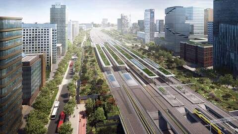 Arcadis werkt aan Zuidasdok, waarbij het spoor onder de weg gebracht moet worden.