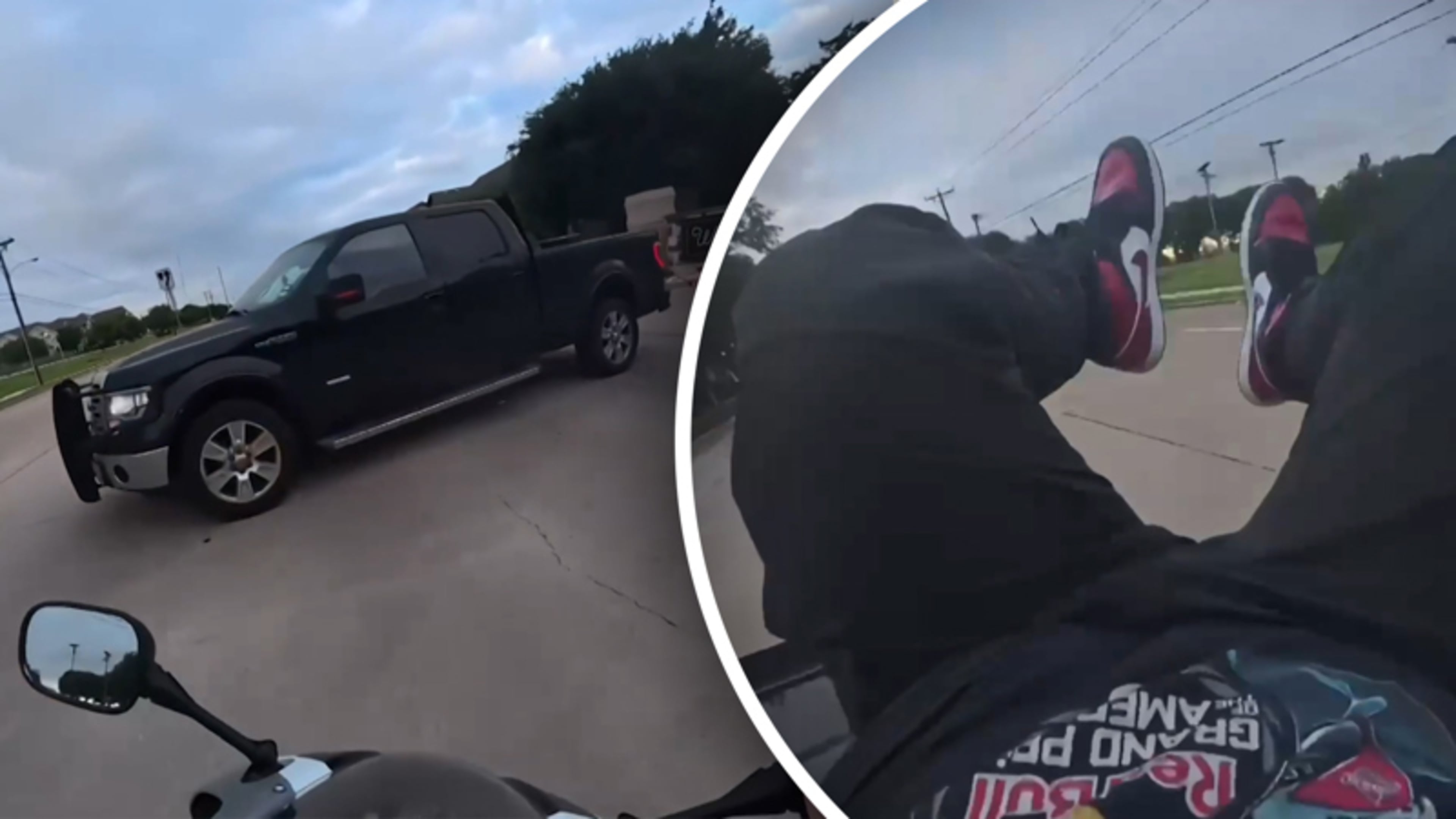 Bodycam legt bizar moment vast: motorrijder vliegt op motorkap van pick-up