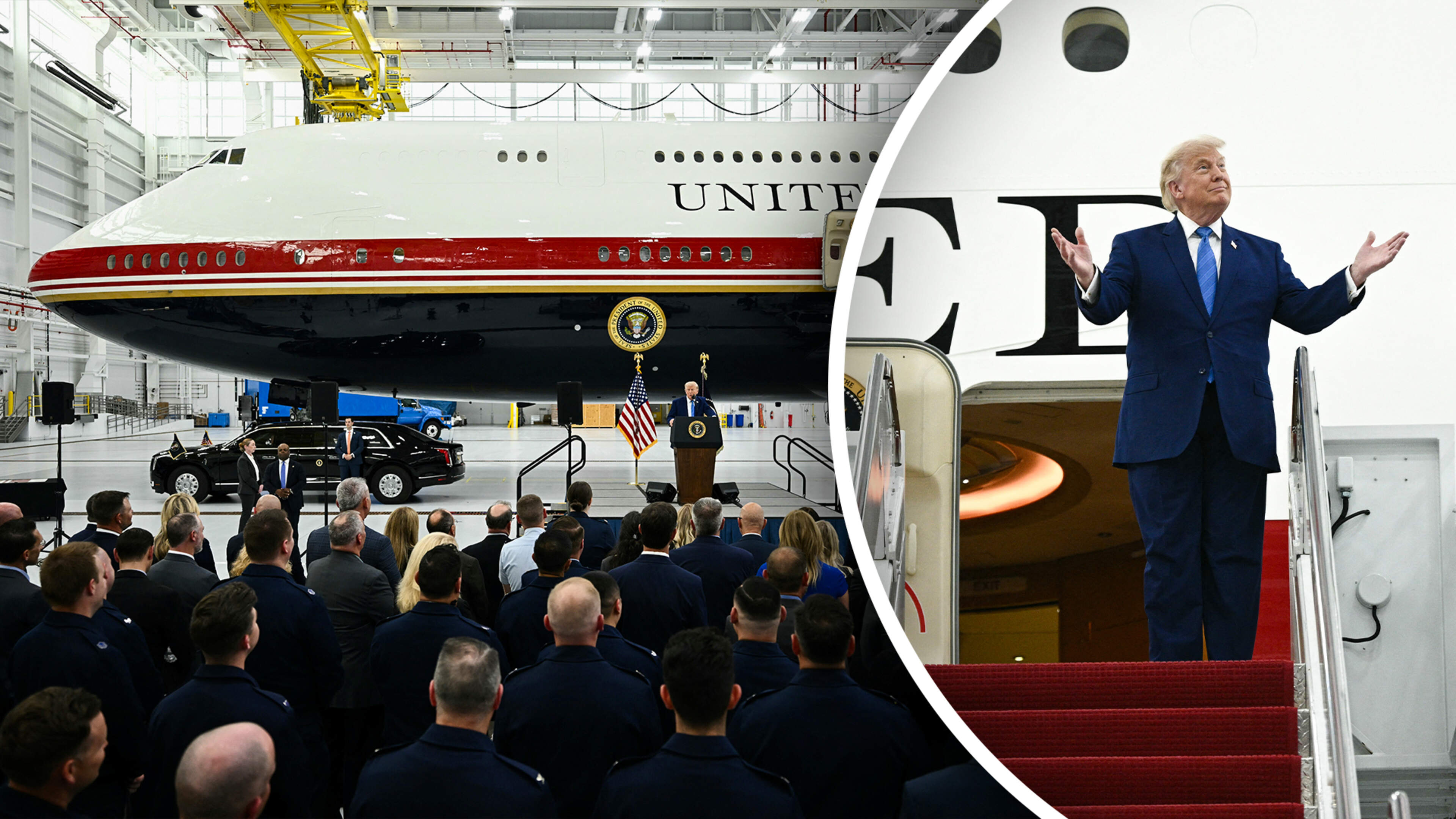 Donald Trump presenteert nieuwe Air Force One: cadeau van Qatar
