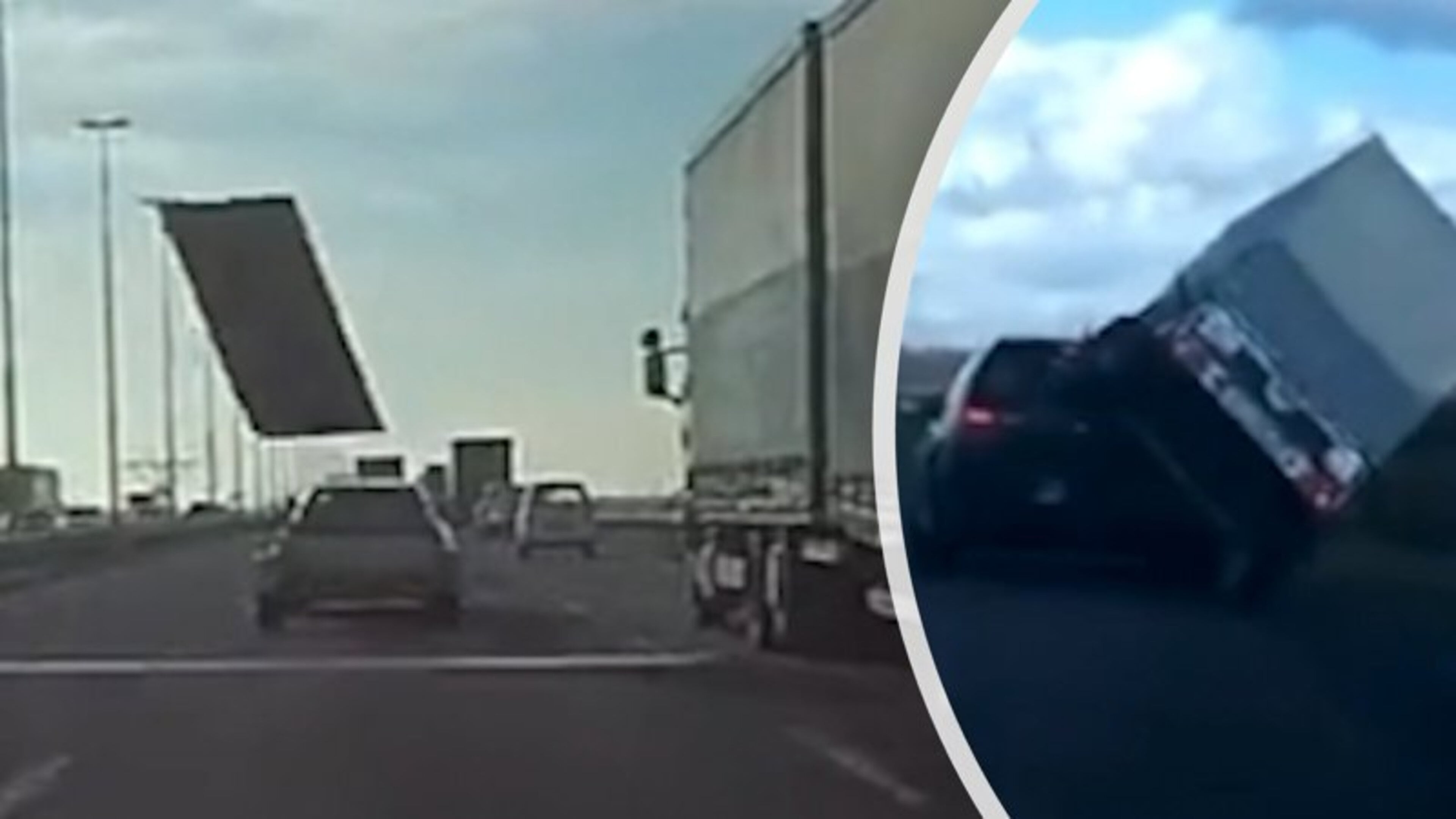 Storm en regen in het verkeer: automobilist verliest lading