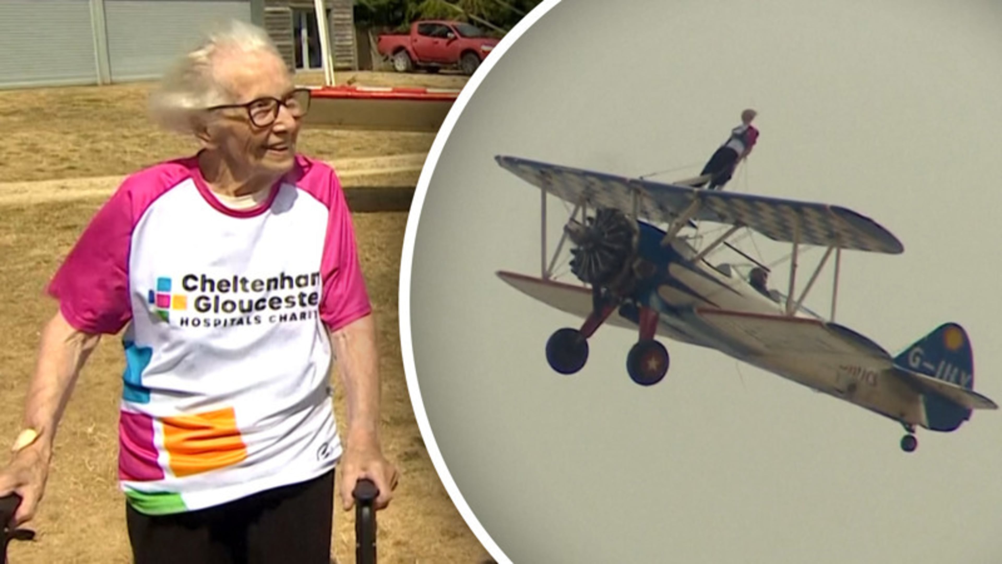 97-jarige Britse verbreekt wereldrecord met spectaculaire vliegtuig stunt
