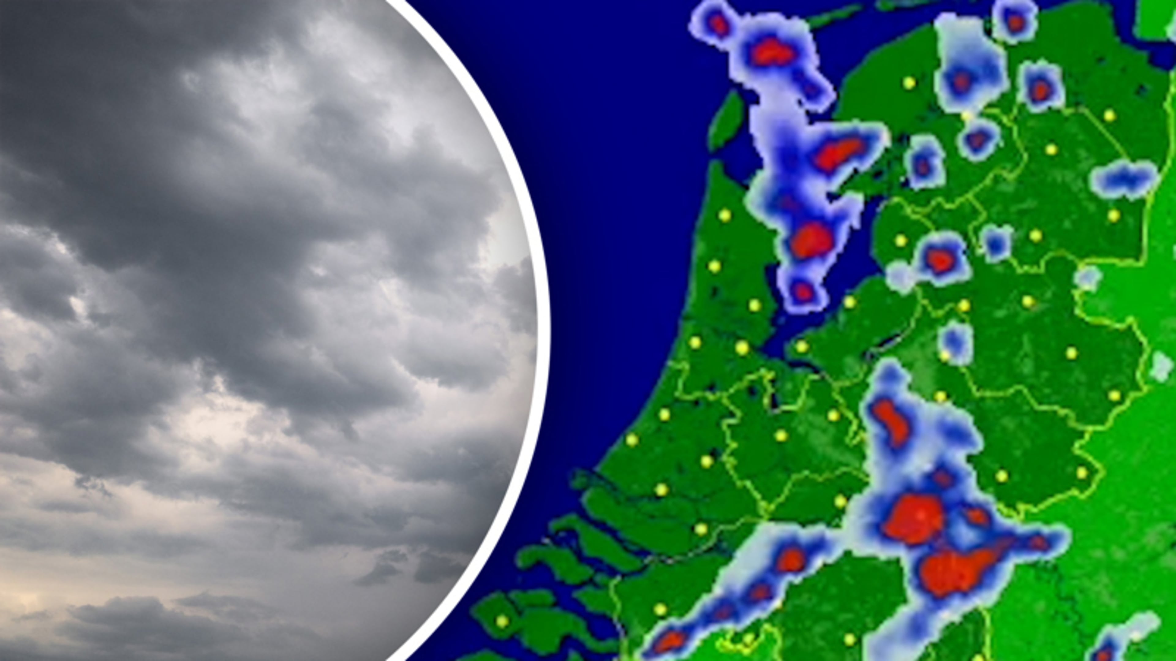 Code geel voor zwaar onweer: hier vallen de buien