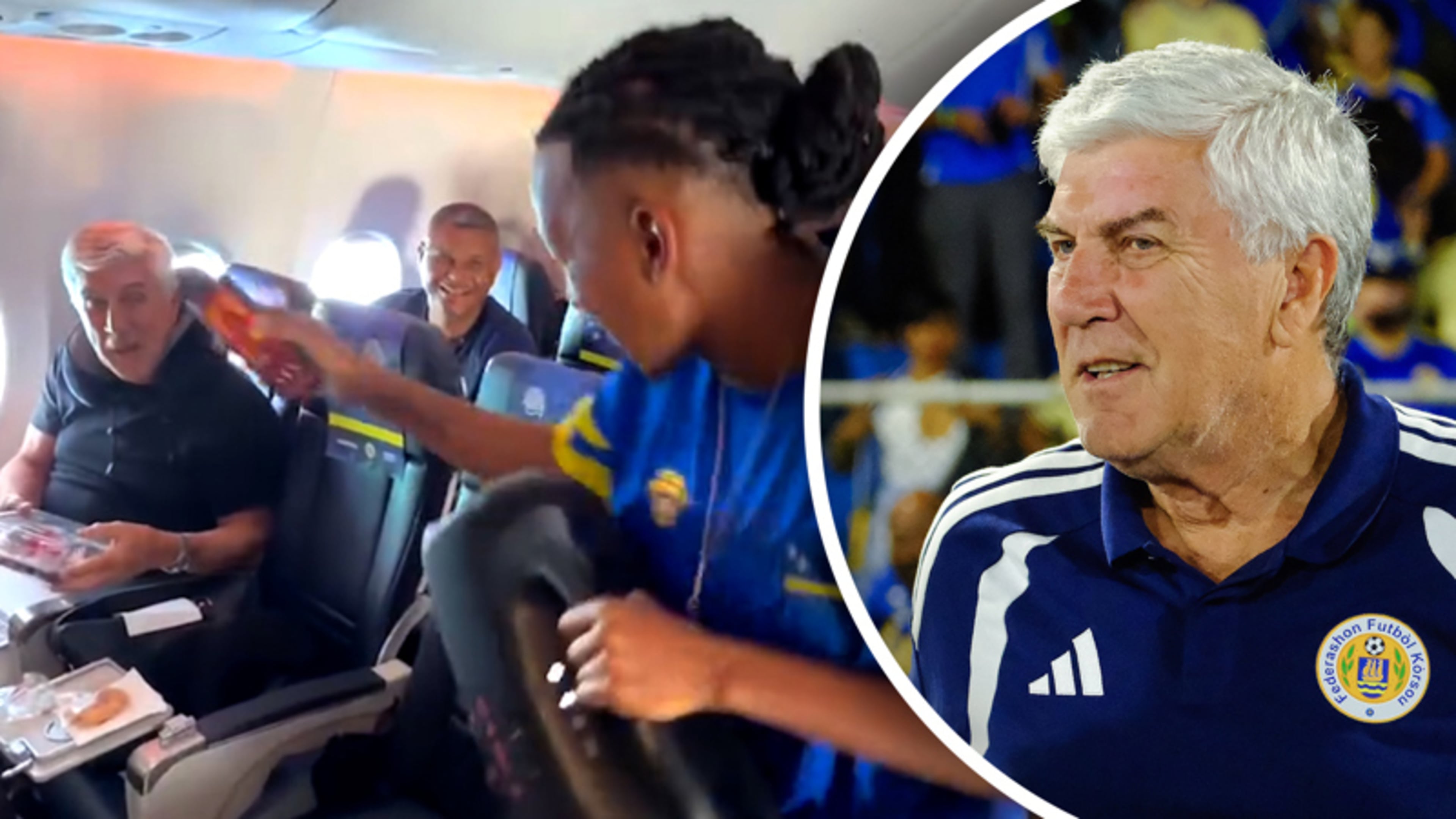 Cor Pot door elftal Curaçao toegezongen in vliegtu