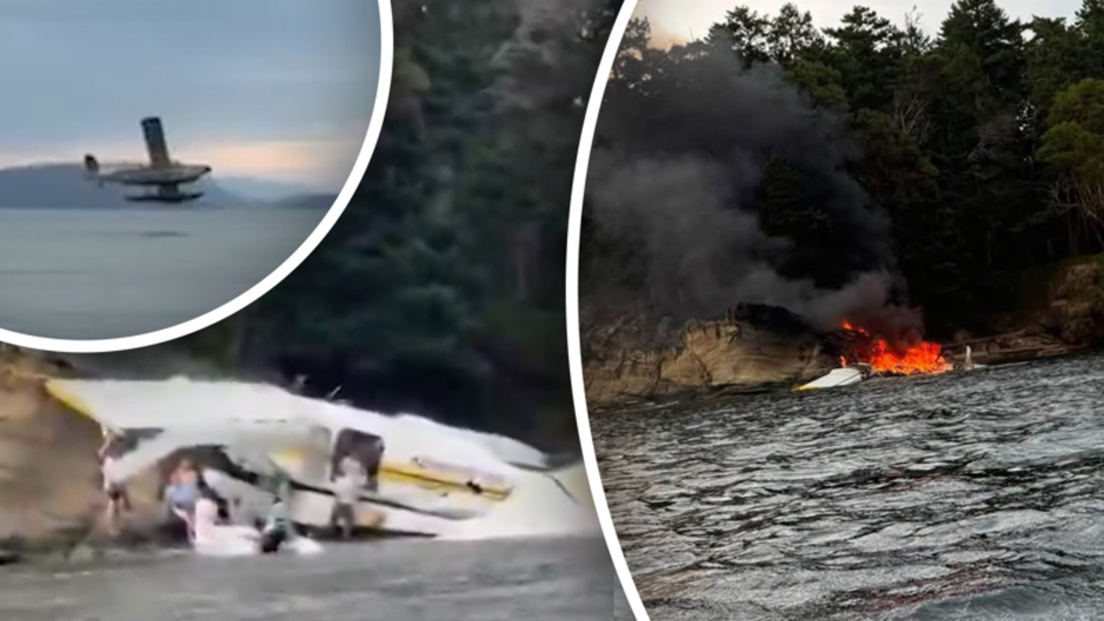 Watervliegtuig met elf mensen aan boord vliegt in brand na noodlanding