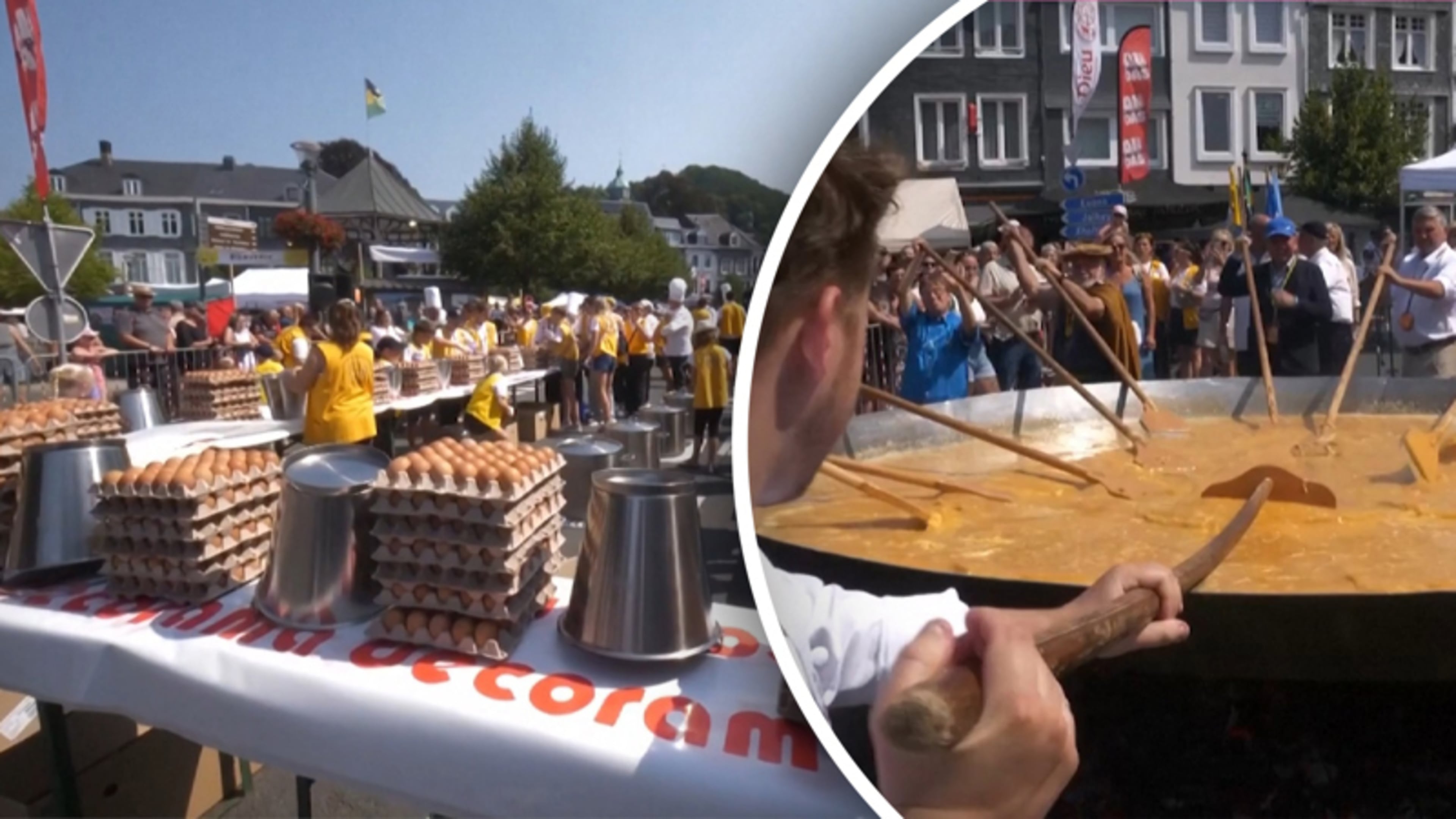 Belgen bakken mega omelet met 7.200 eieren tijdens festival