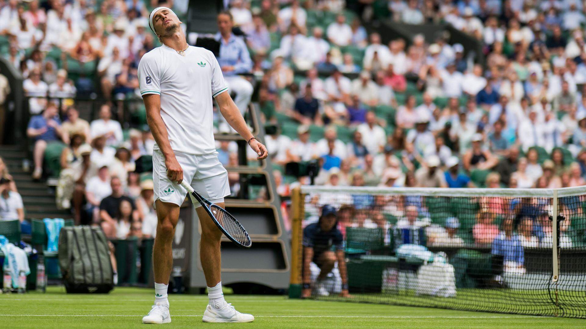 Alexander Zverev overleeft zijn eerste ronde op Wimbledon niet.