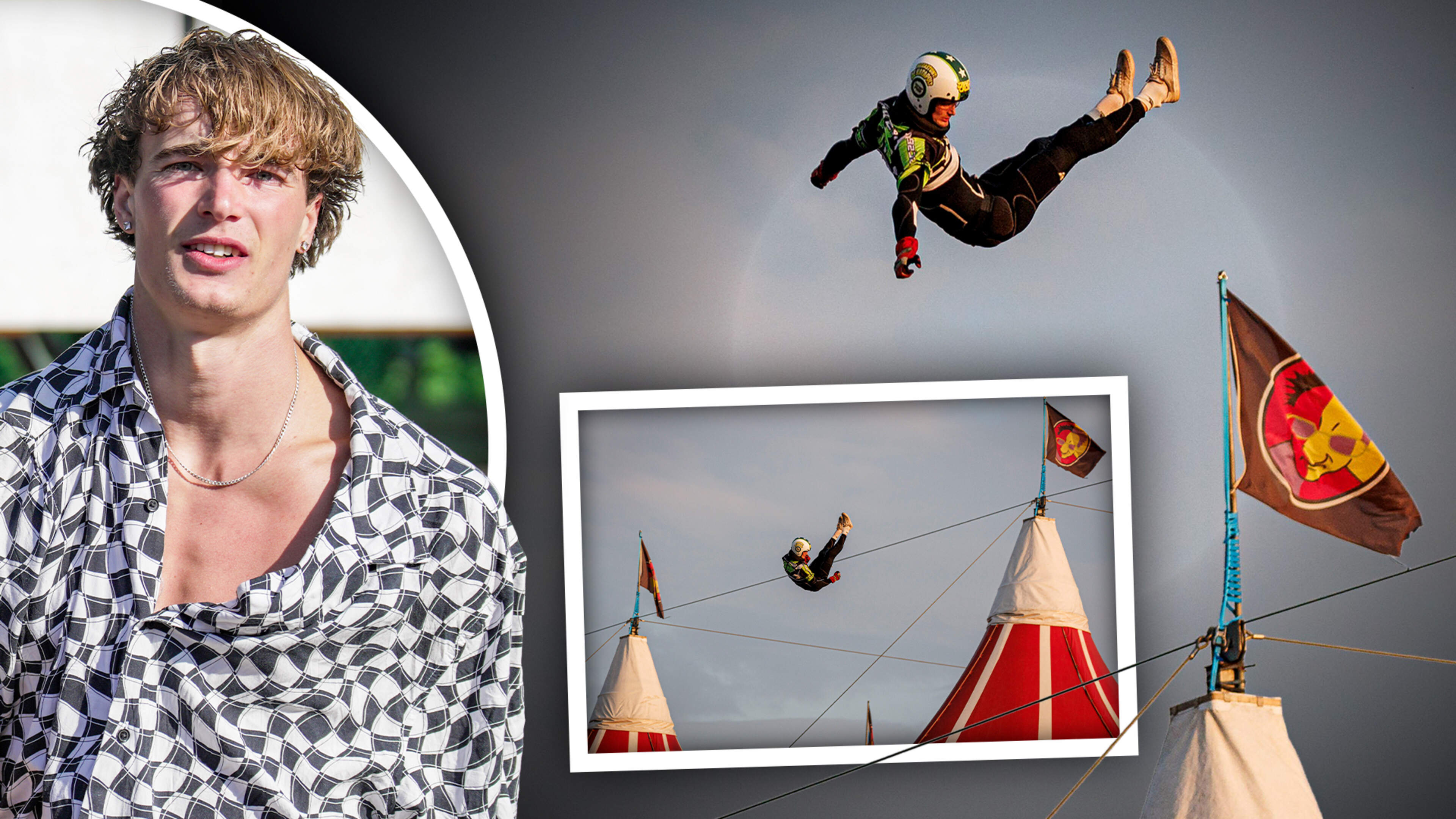 Stuntman Jim (26) raakte bewusteloos na mislukte katapultvlucht op Zwarte Cross: ’Je weet nooit zeker of het helemaal goed gaat’