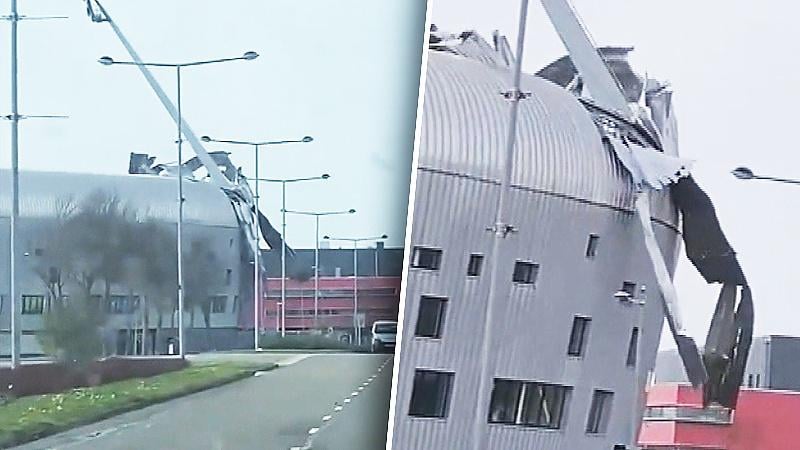 Zien: deel ADO-stadion verwoest door storm Eunice | De Telegraaf