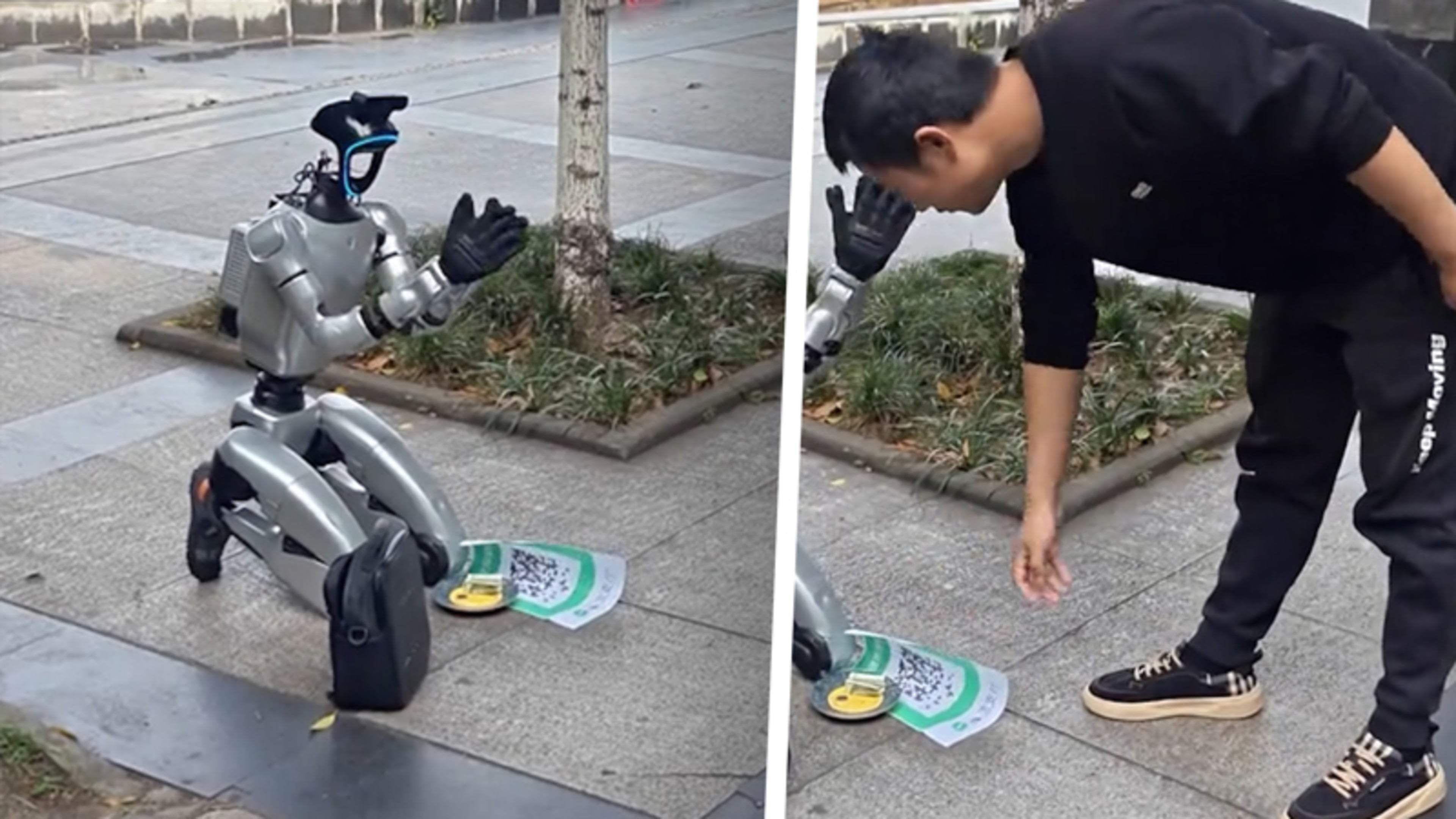 Chinese robot bedelt om geld: ‘Moet opladen’