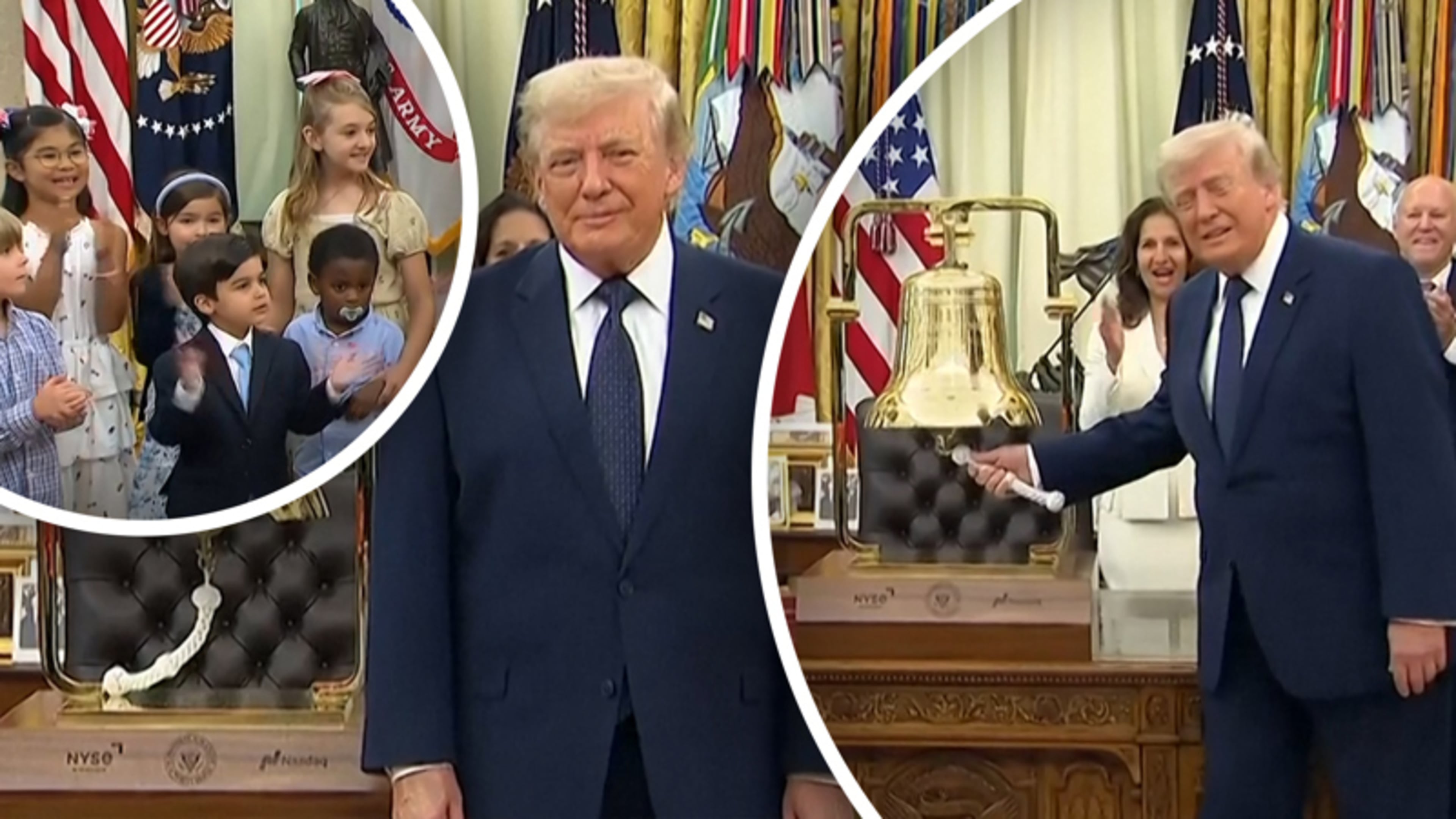 Donald Trump luidt openingsbel van de NYSE