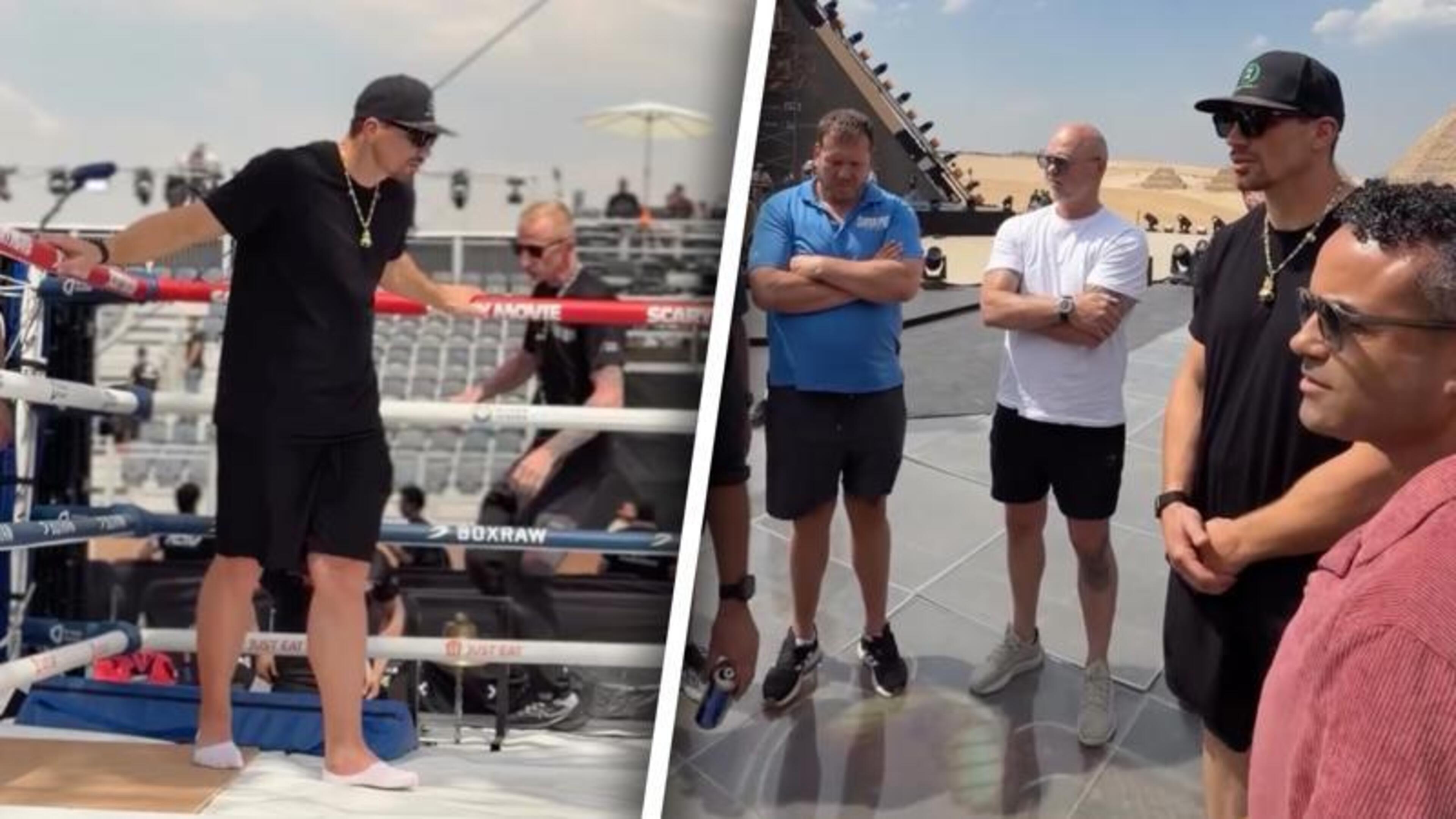 Rico Verhoeven inspecteert boksring voorafgaand aan wereldtitelgevecht