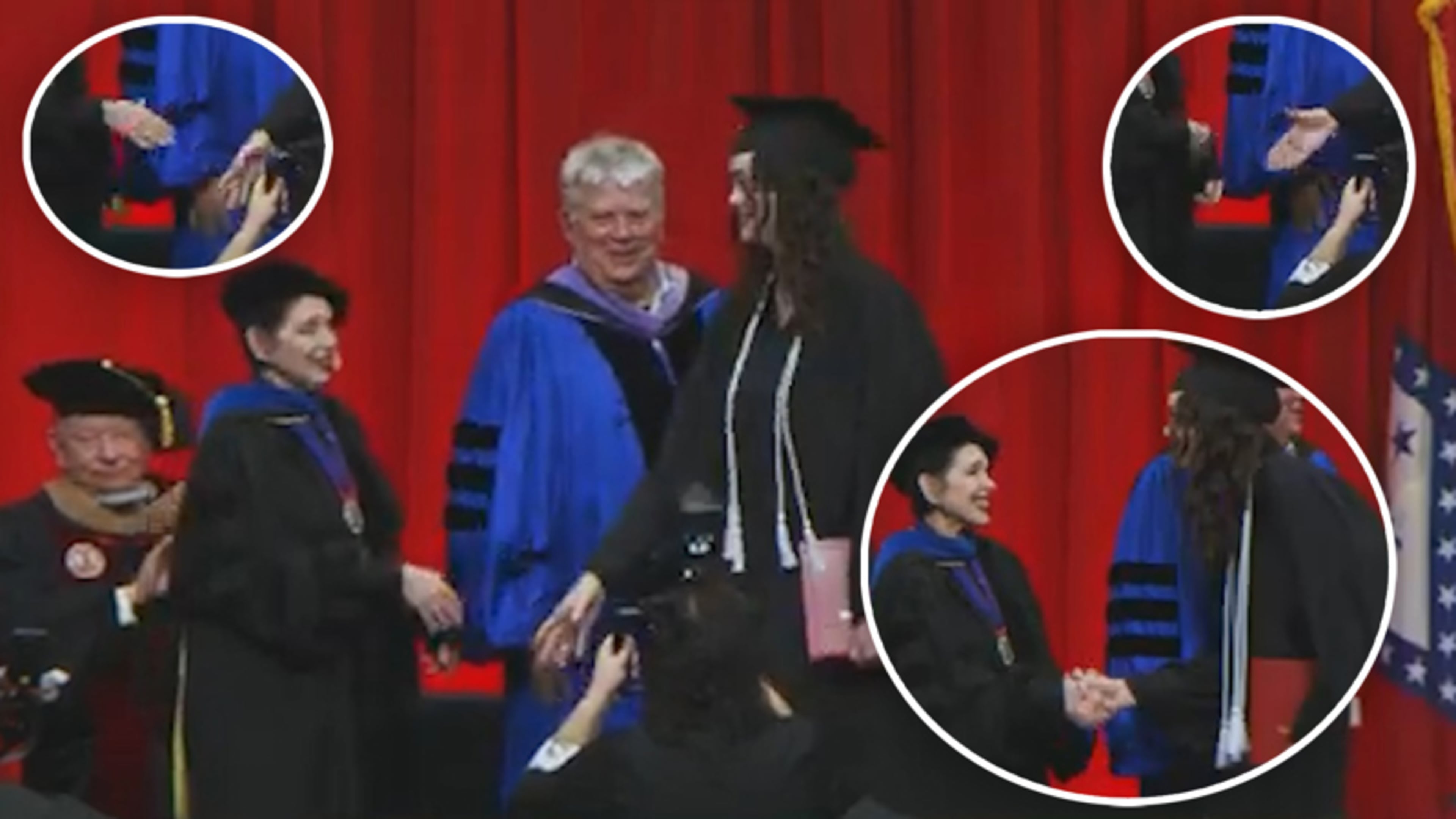 Ongemakkelijk moment tijdens diploma-uitreiking gefilmd