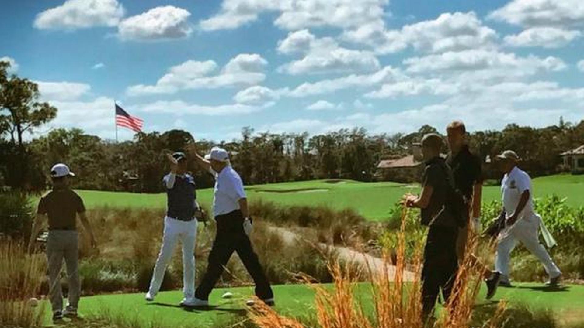 Pers mag niet zien hoe Abe en Trump golfen