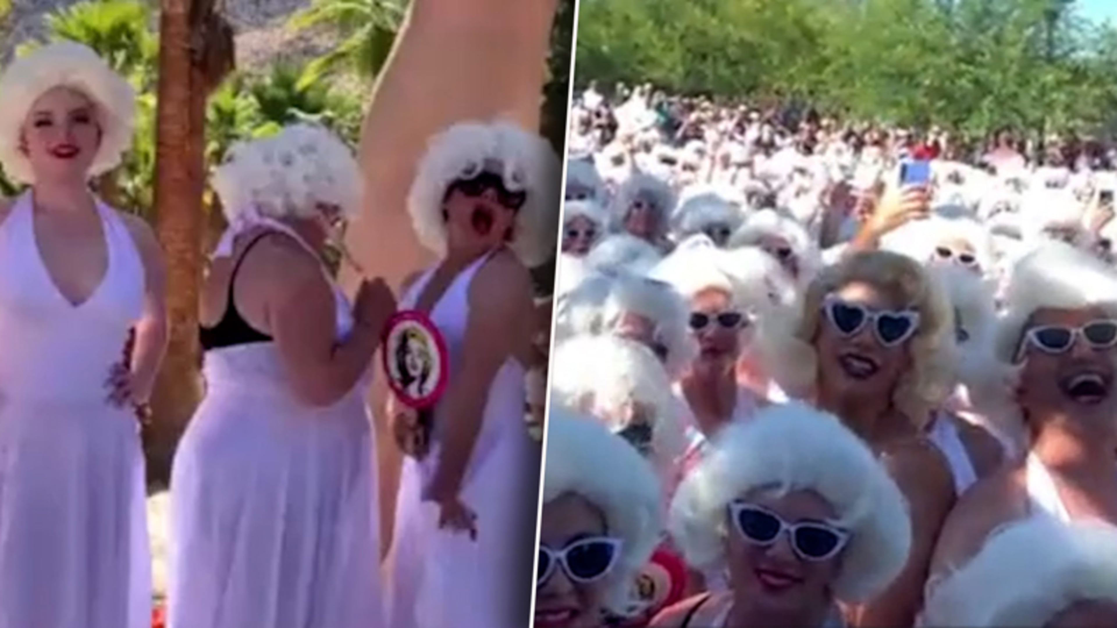 Opmerkelijke beelden: meer dan duizend mensen rennen verkleed als Marilyn Monroe