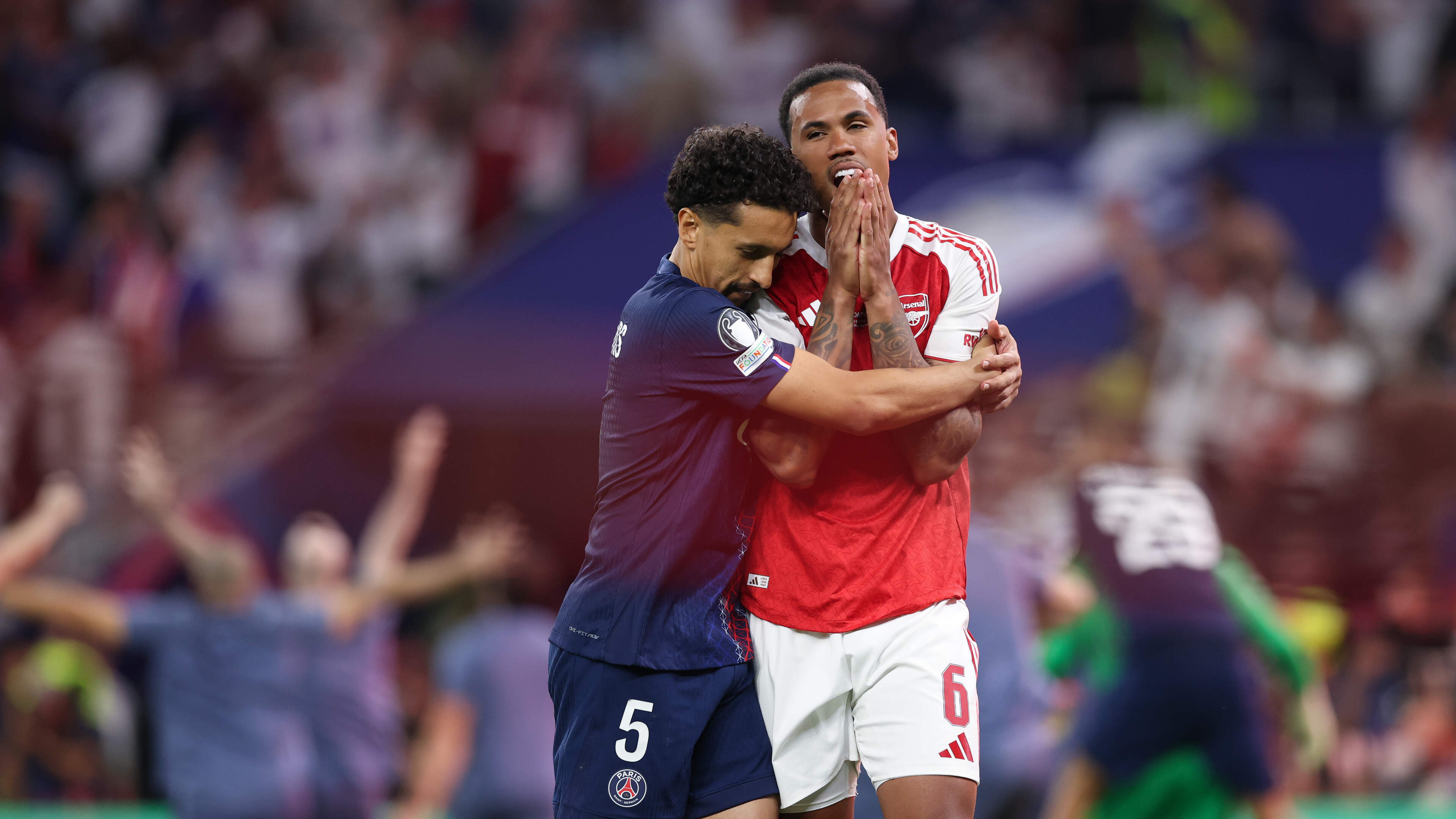 PSG-verdediger Marquinhos onthult appje van Arsenal-schlemiel Gabriel na gemiste penalty en knuffel