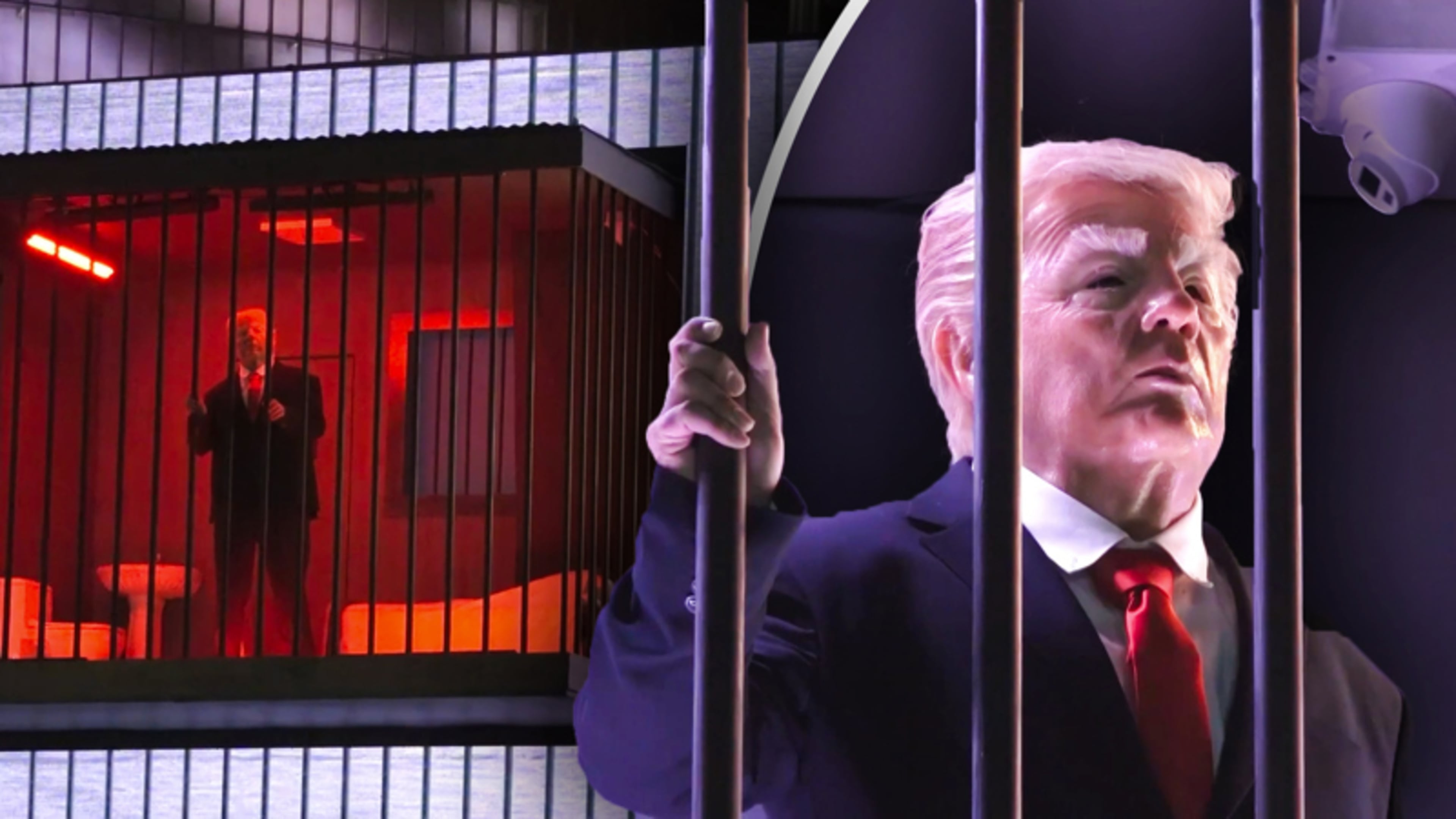 Opmerkelijk beeld: acteur als Trump achter tralies in Iran
