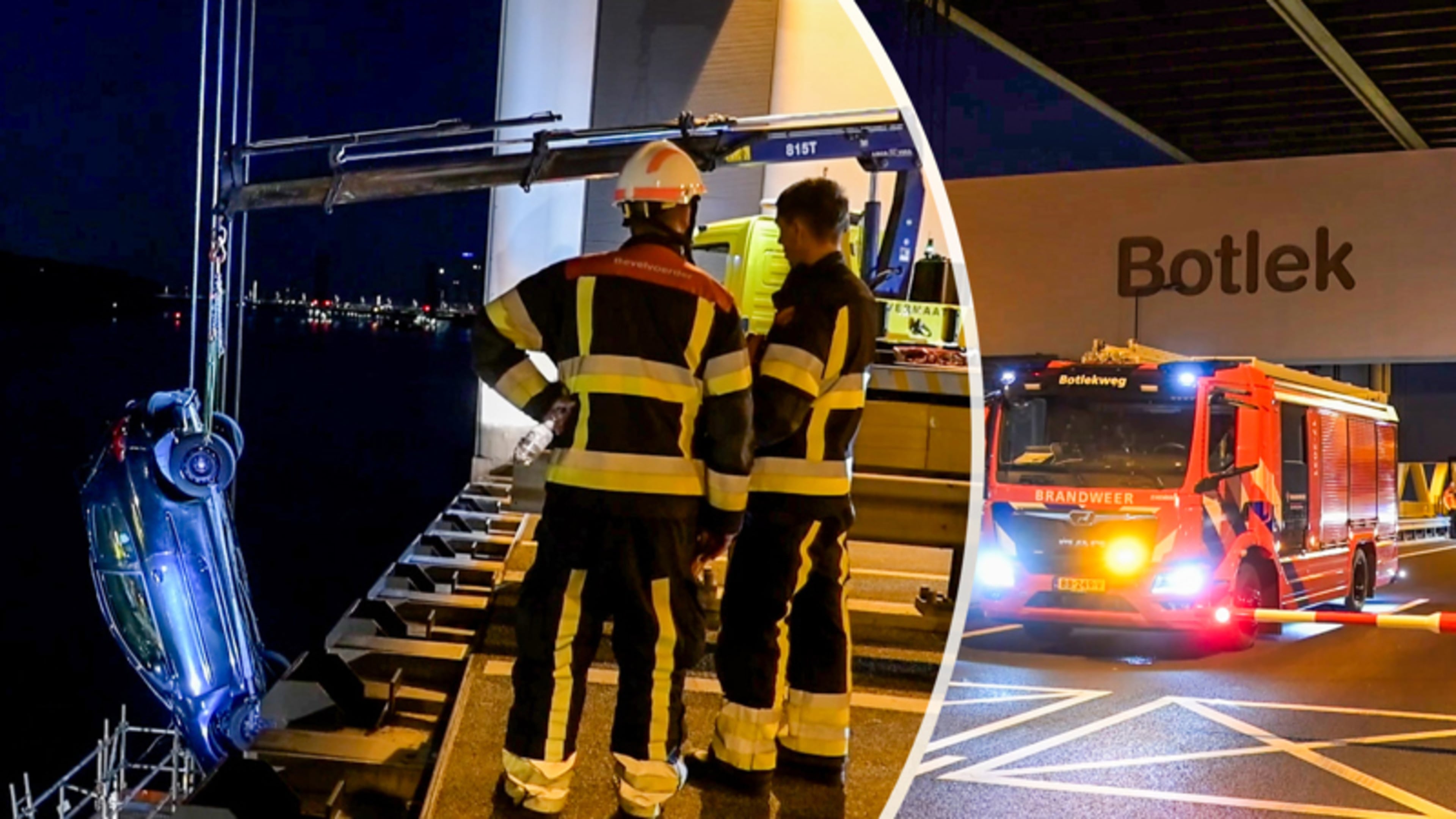 Auto rijdt openstaande Botlekbrug af: bestuurder slaat op de vlucht