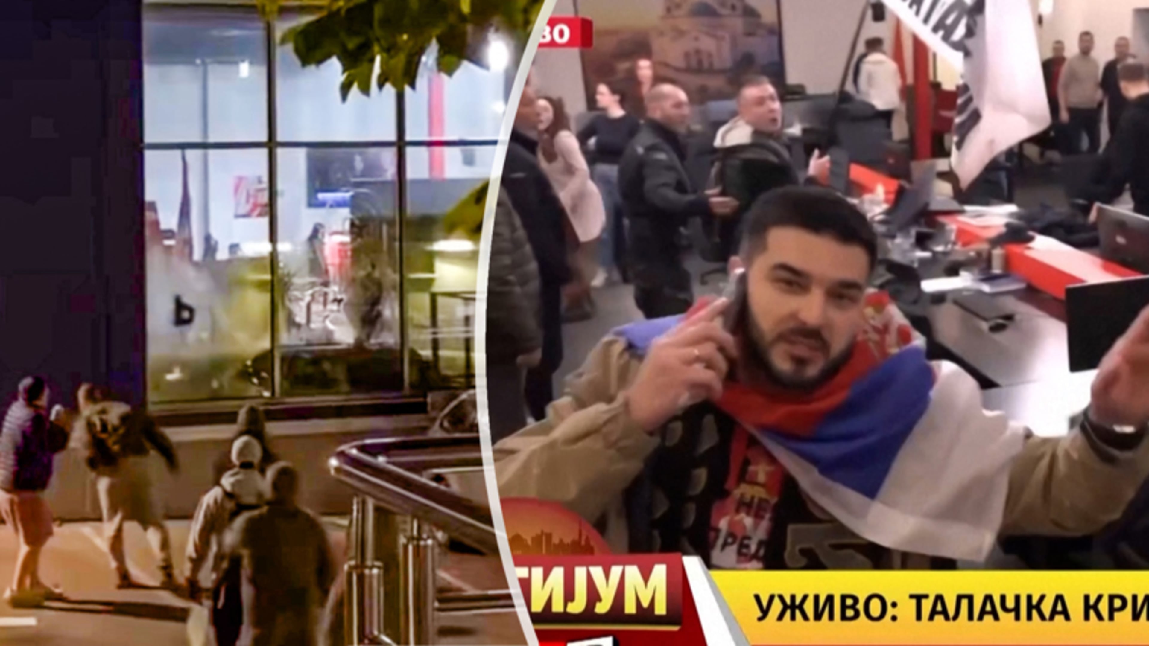Woedende demonstranten dringen tv-studio in Servië binnen