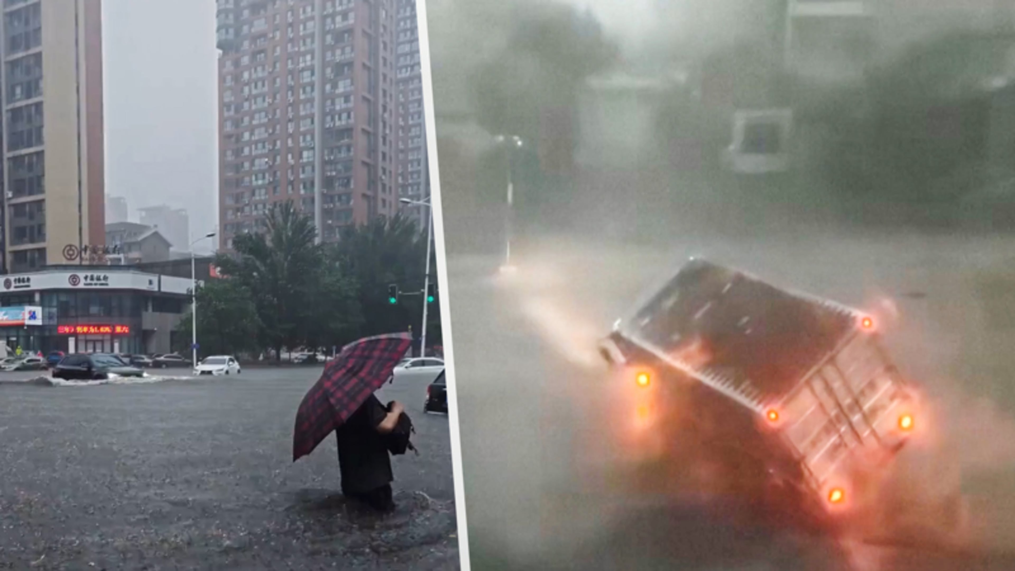 Tyfoon veroorzaakt chaos in China: vrachtwagen omvergeblazen