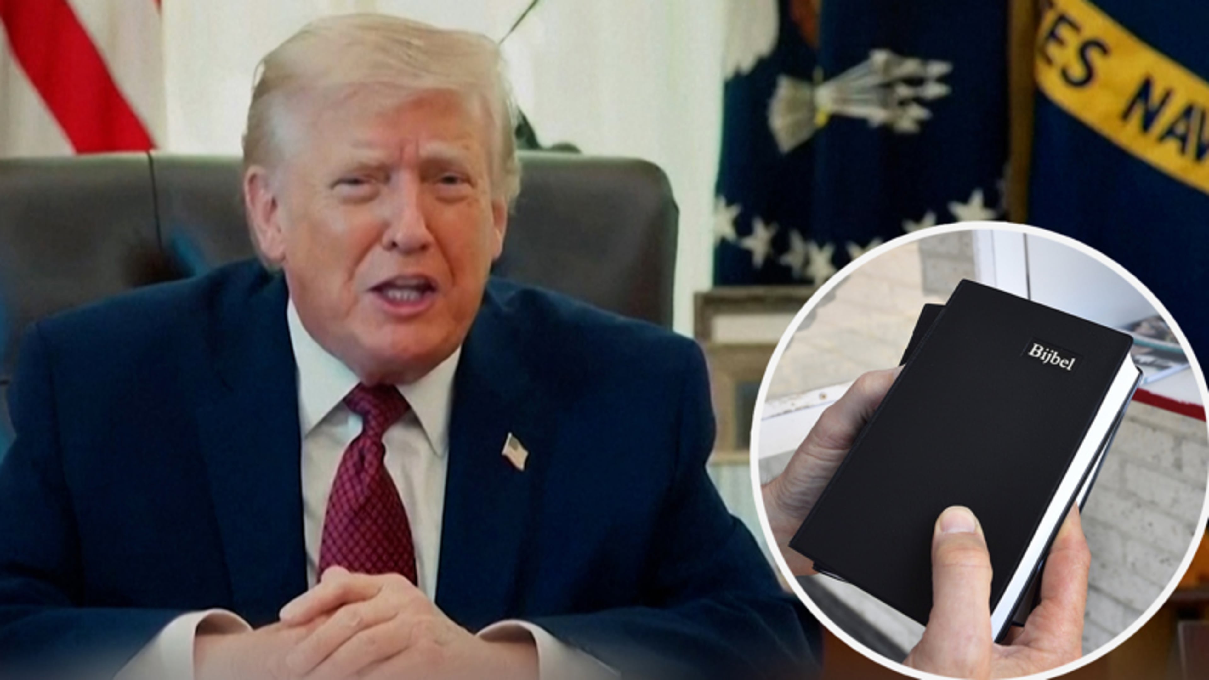 Opvallend: Donald Trump leest bijbelvers voor vanuit Witte Huis