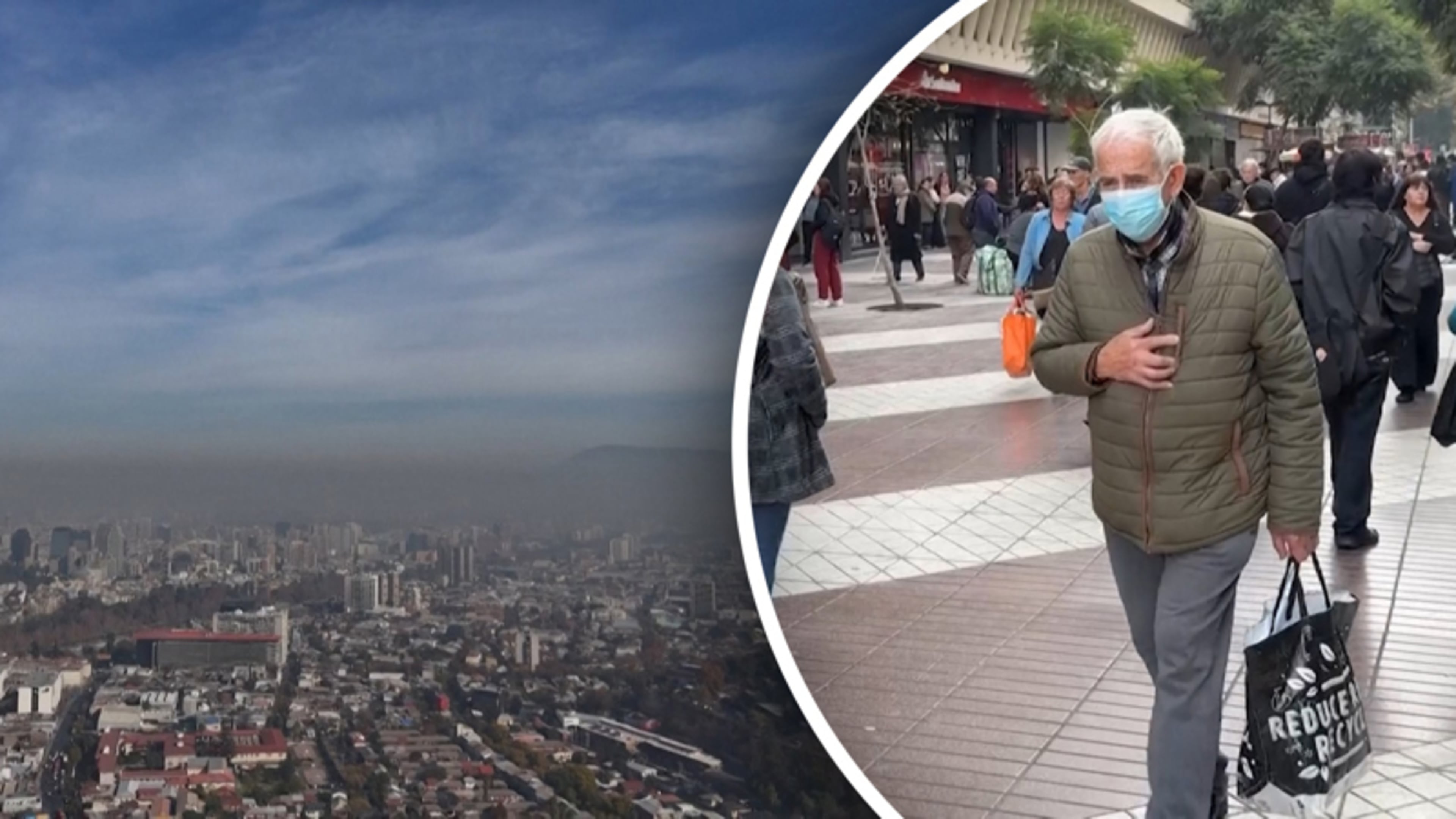Verstikkende laag smog bedekt Chileense hoofdstad Santiago
