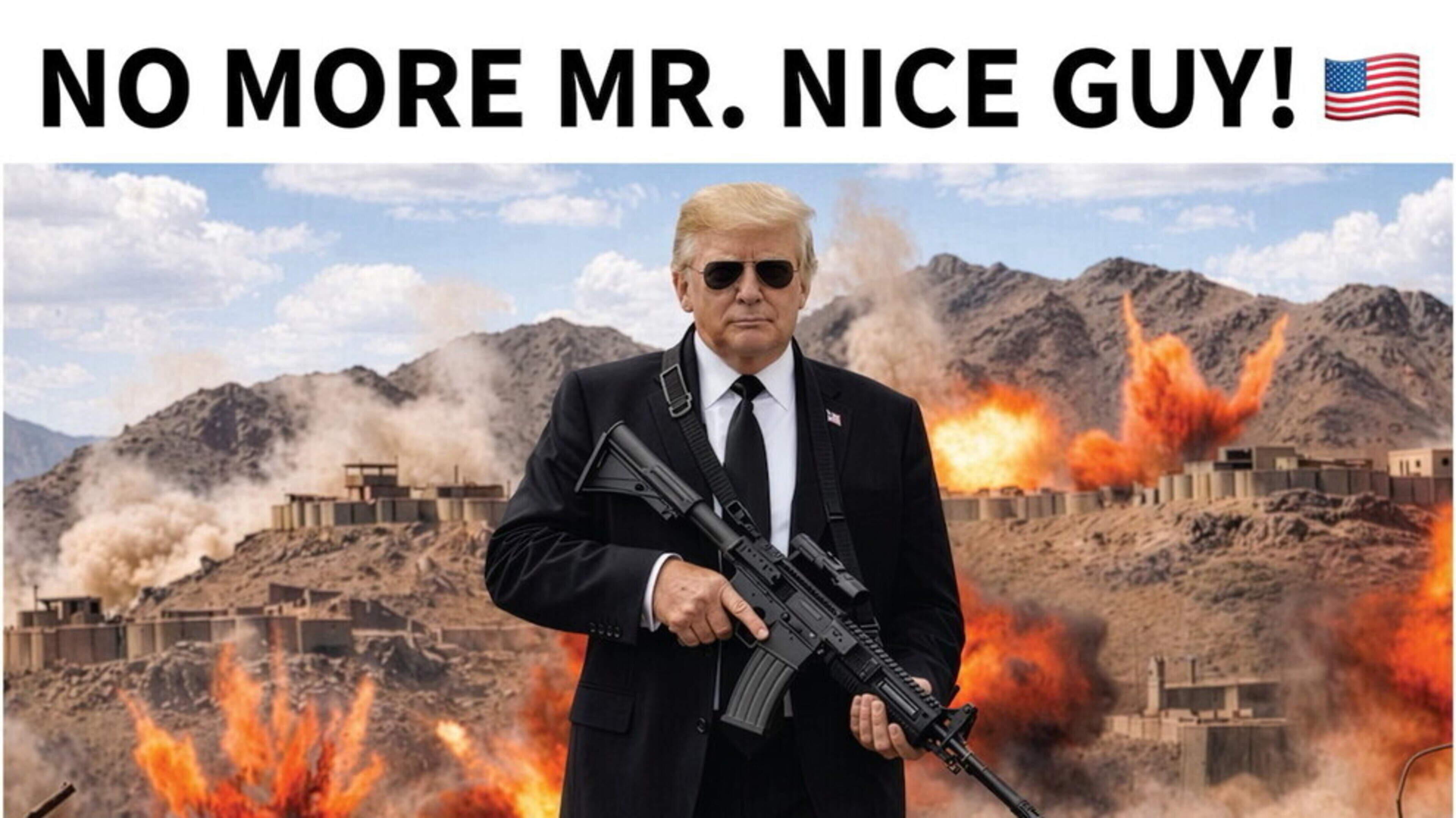 LIVE | Trump bedreigt Iran en plaatst foto van zichzelf met geweer: ’No more Mr. Nice Guy!’