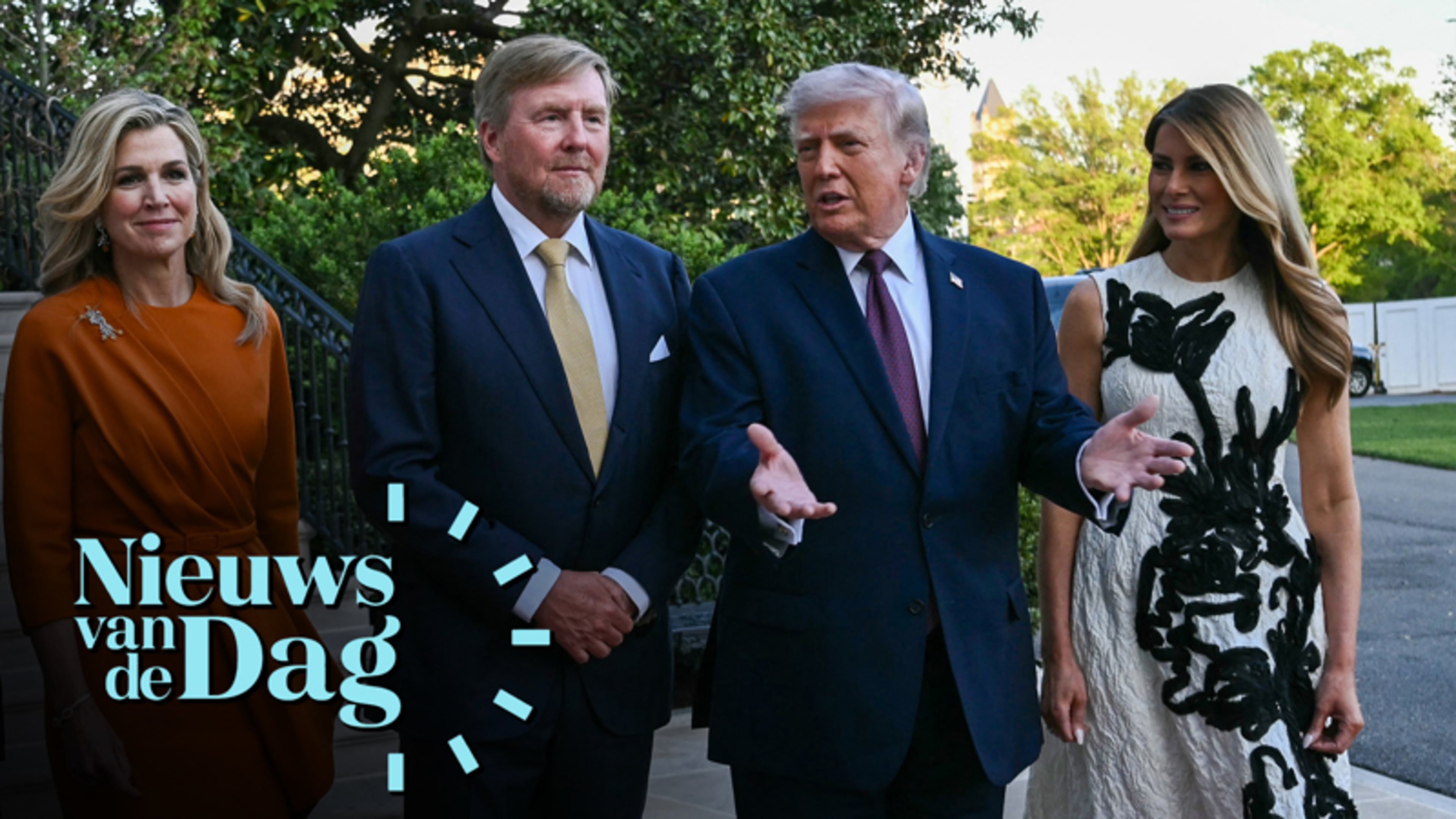 Koning negeert vraag over diner bij Donald Trump in Witte Huis