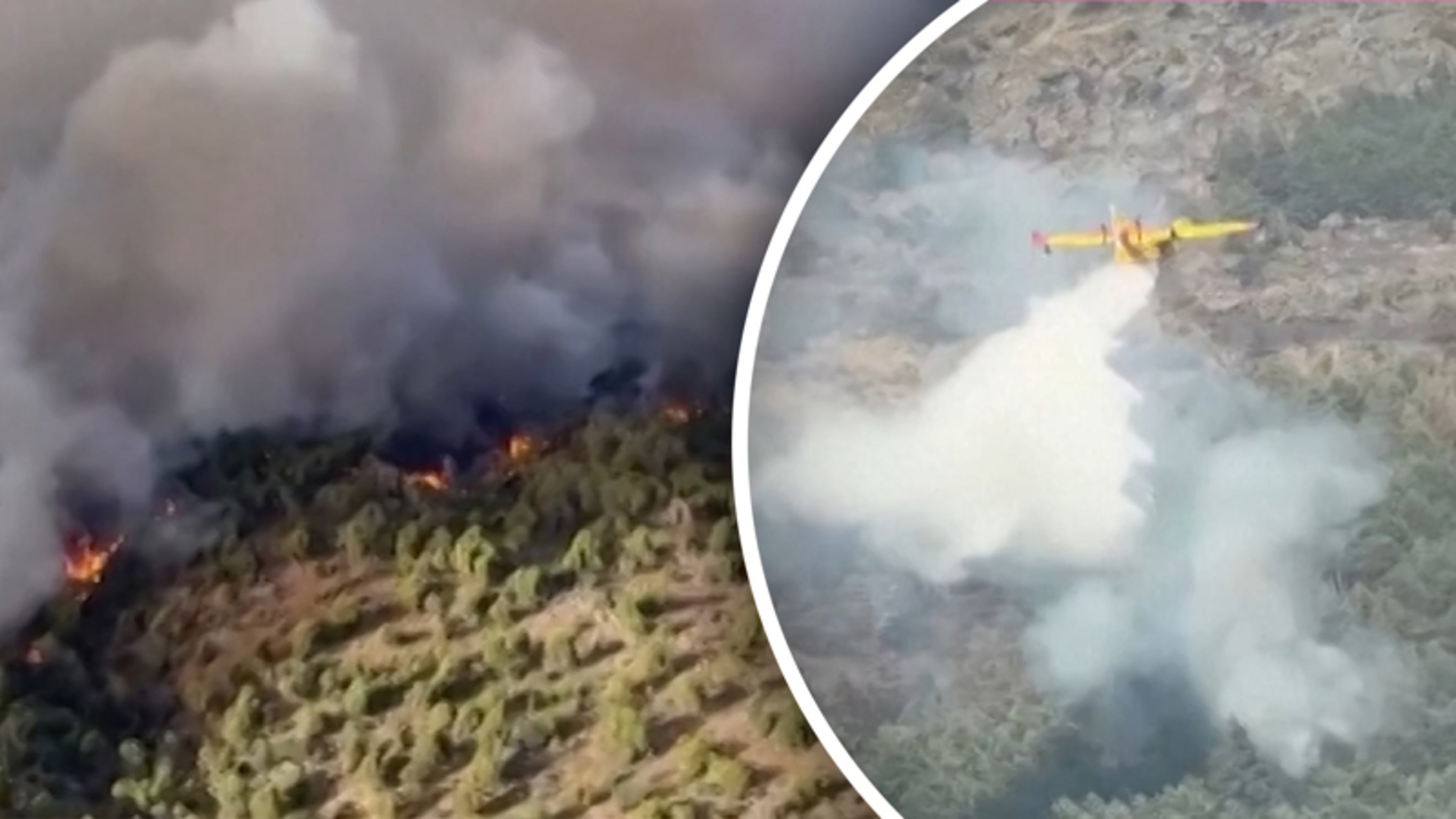 Luchtbeelden tonen bosbranden nabij Madrid in Spanje